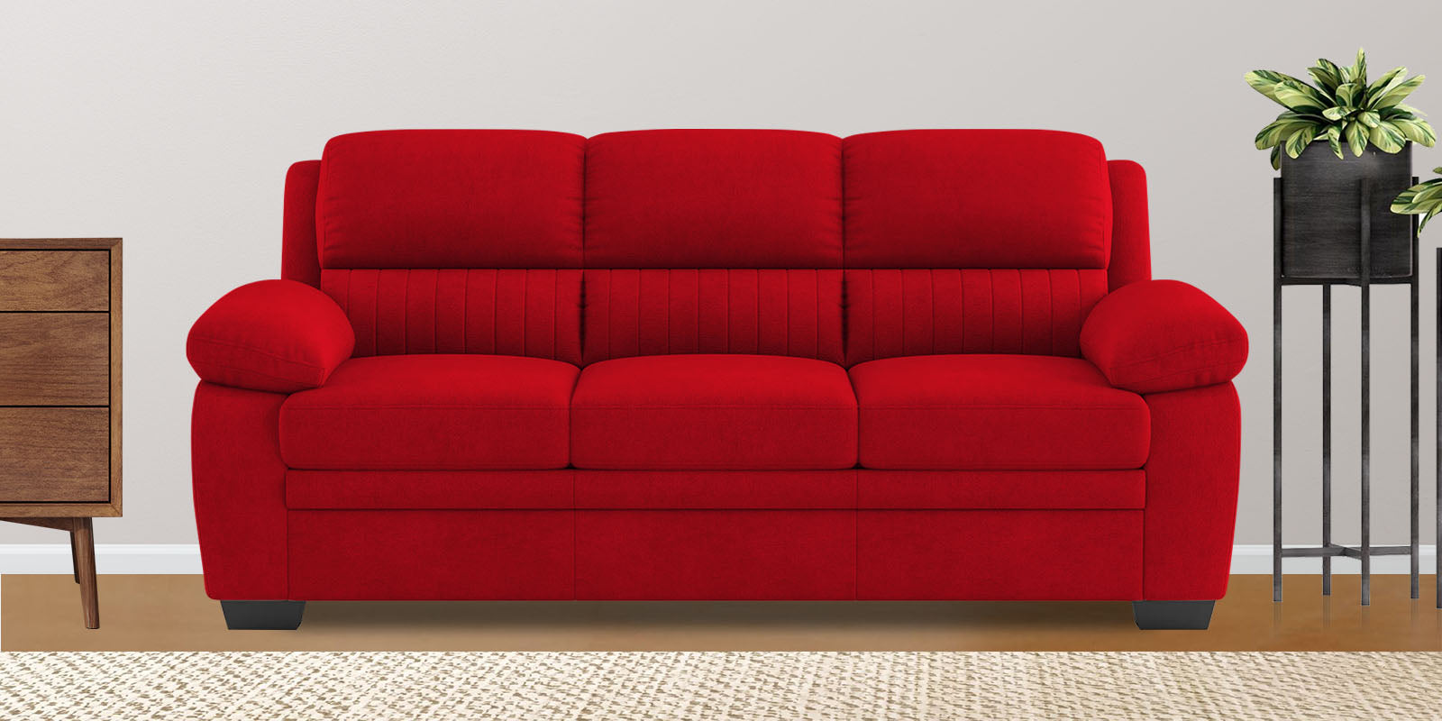 Miranda Velvet 3 Seater Sofa In Berry Maroon Colour - Febonic Living