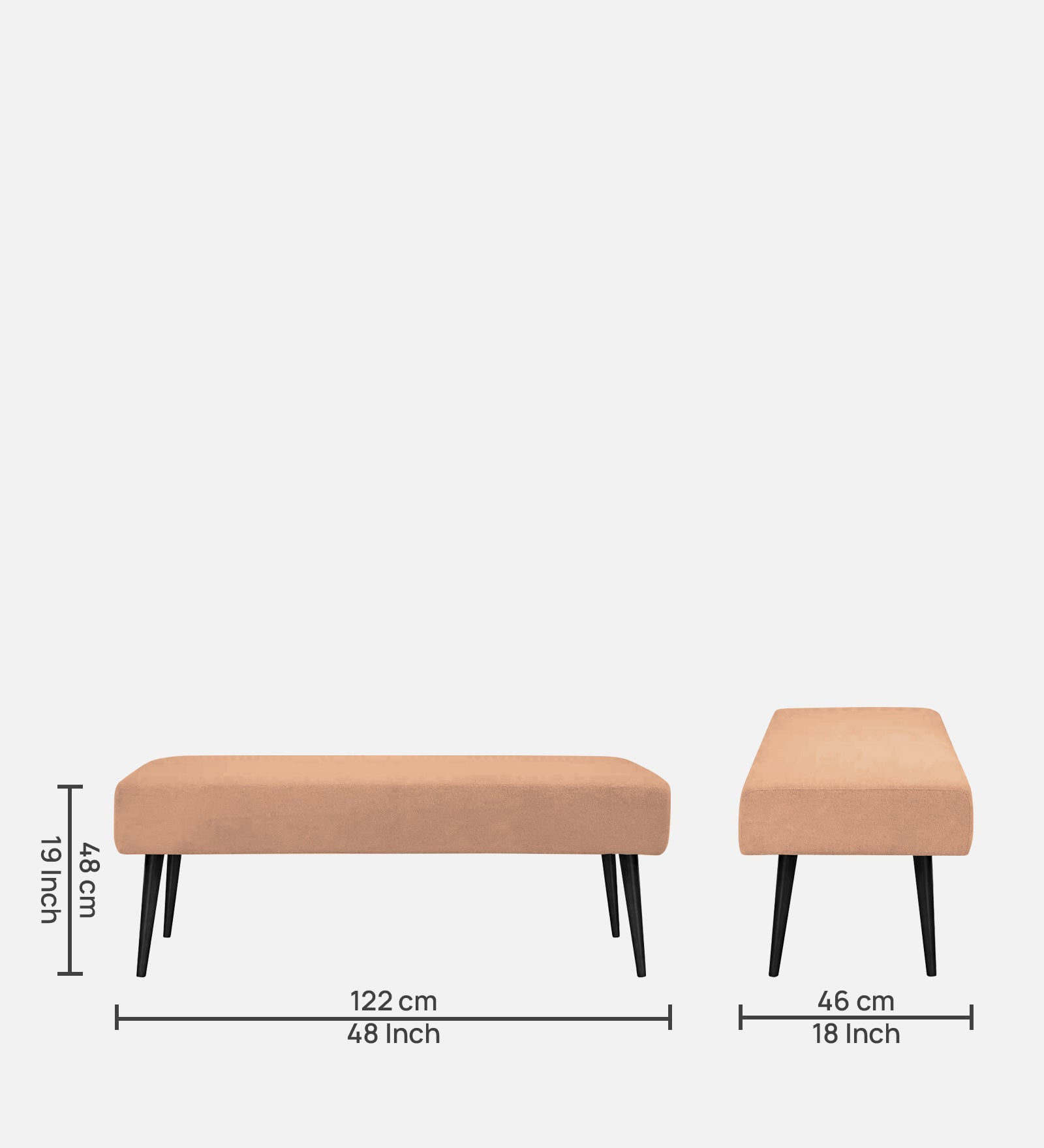 Orbit Fabric Bench In Cosmic Beige Colour - Febonic Living