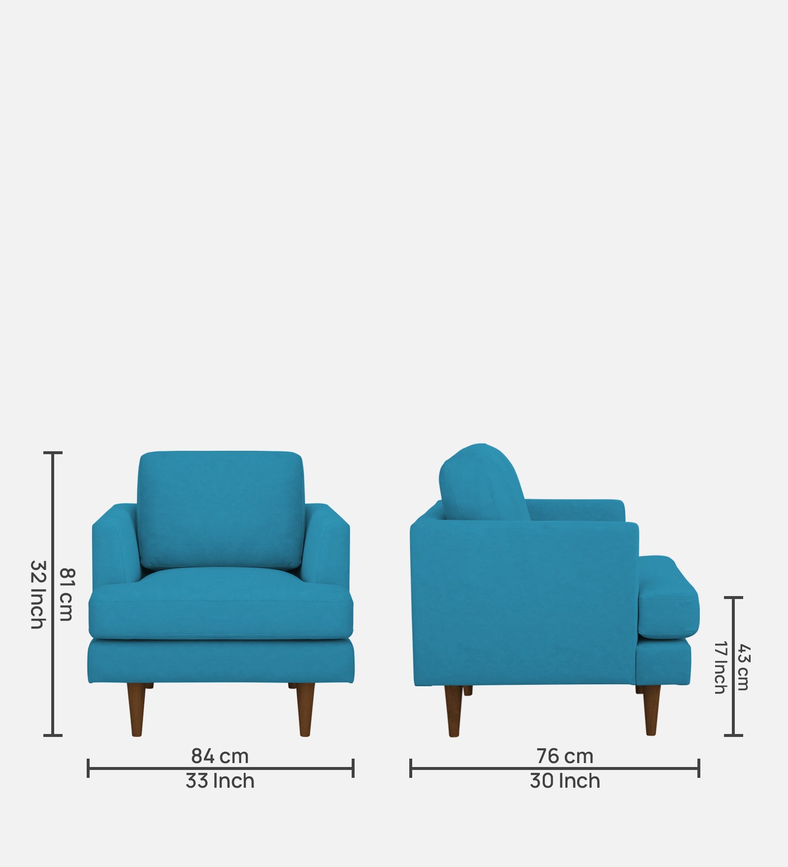 Motra Velvet 1 Seater Sofa In Aqua blue Colour - Febonic Living