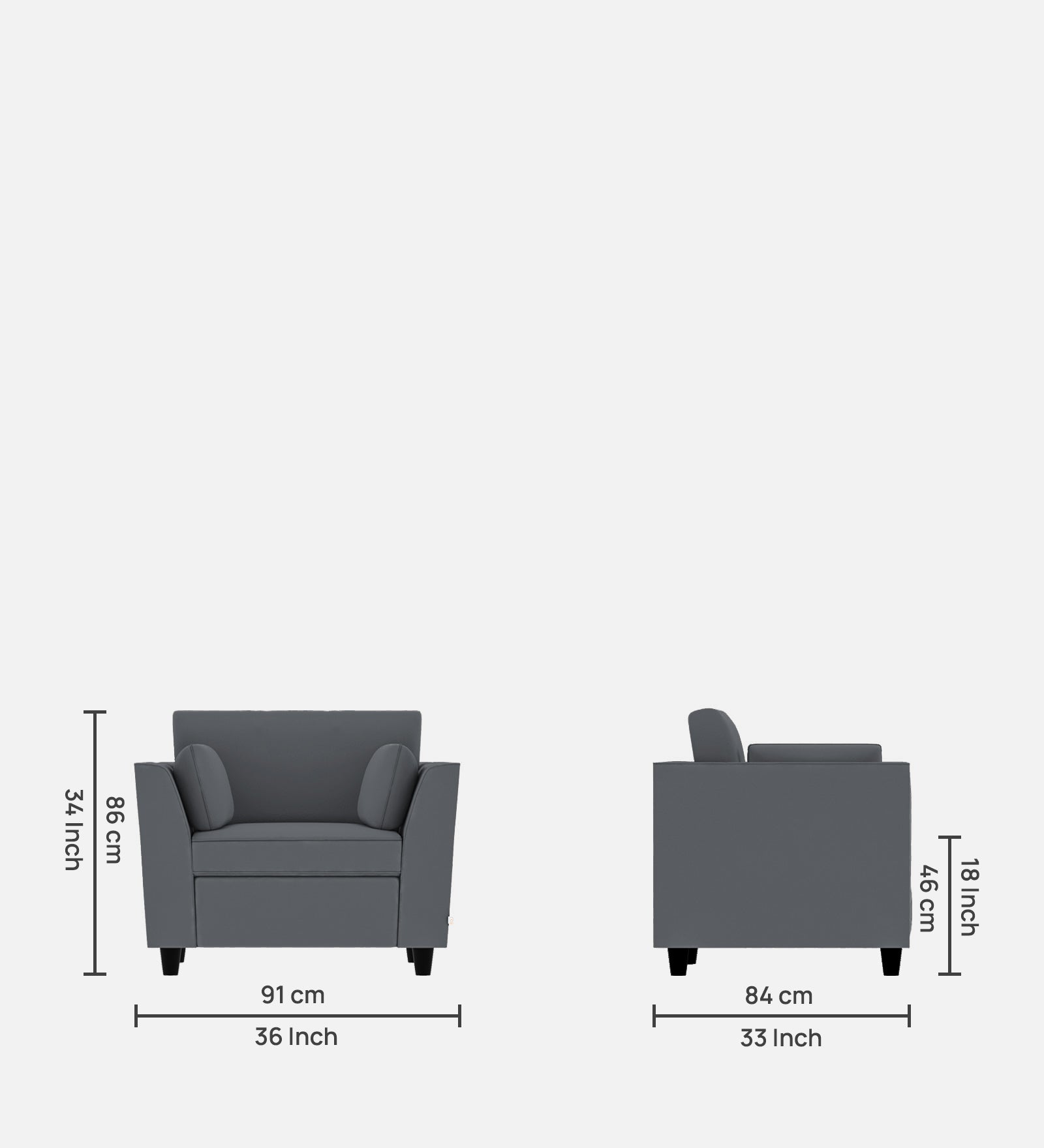 Bristo Velvet 1 Seater Sofa in Pubble Grey Colour With Storage