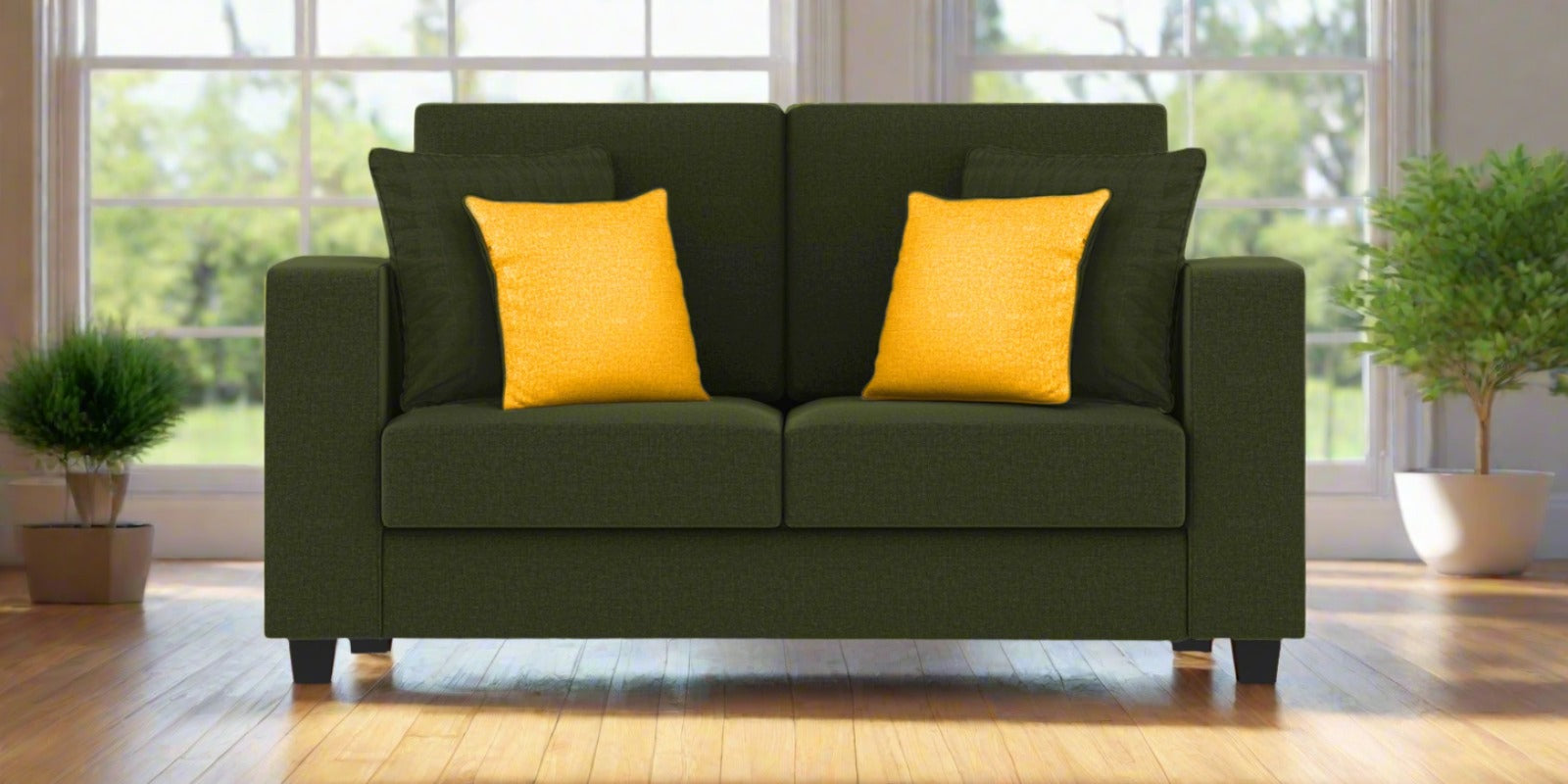Nabi Fabric 2 Seater Sofa In Olive Green Colour - Febonic Living