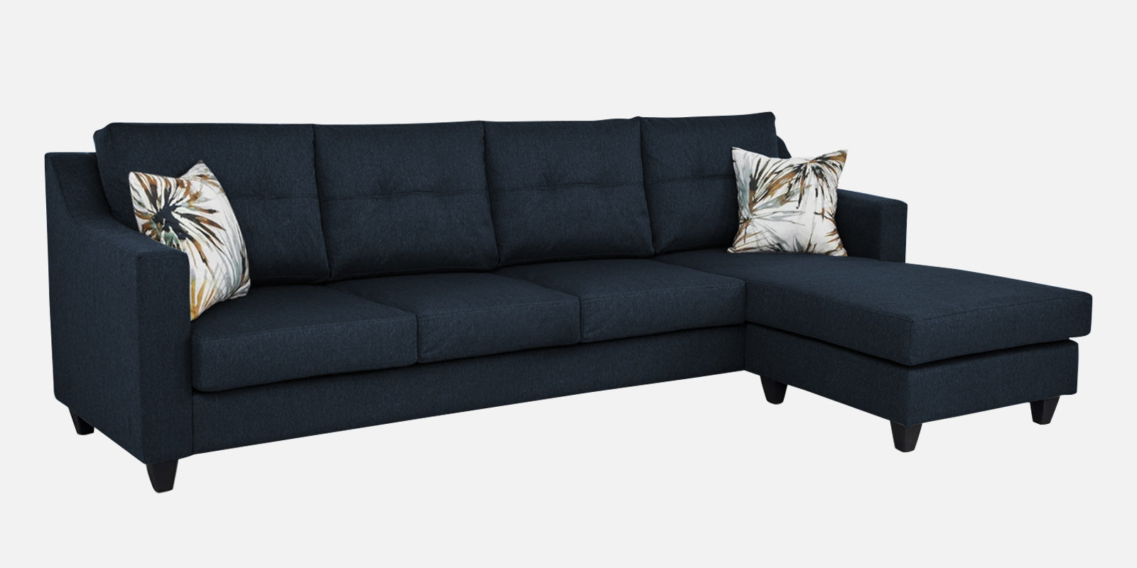 Welly Fabric LHS Sectional Sofa (3+Lounger) In Denim Blue Colour - Febonic Living