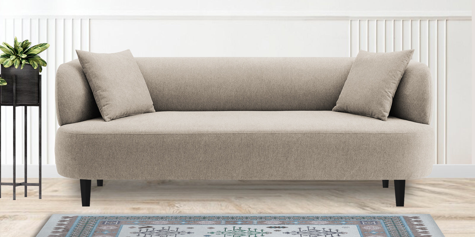 Carson Fabric 3 Seater Sofa In Khaki Beige Colour - Febonic Living