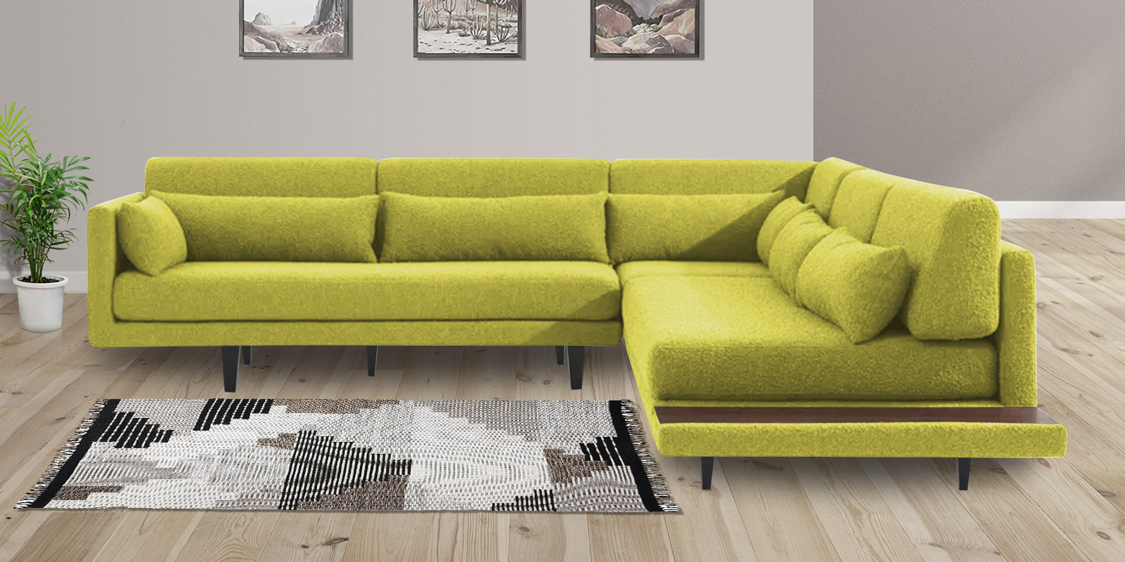 Malta Fabric 6 Seater LHS Corner Sofa In Parrot Green Colour - Febonic Living