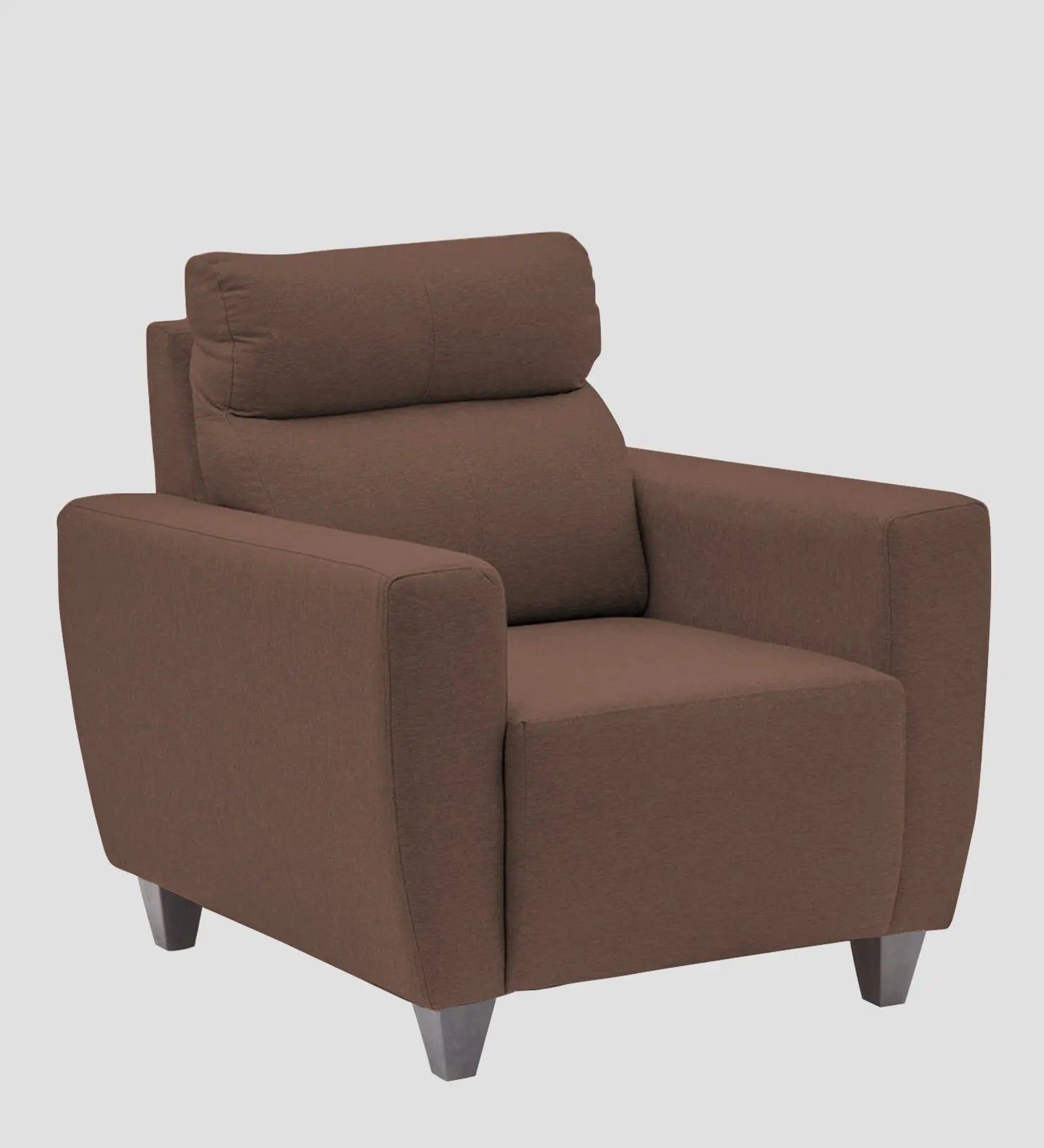 Burban Fabric 1 Seater Sofa In Latte Brown Colour Febonic Living