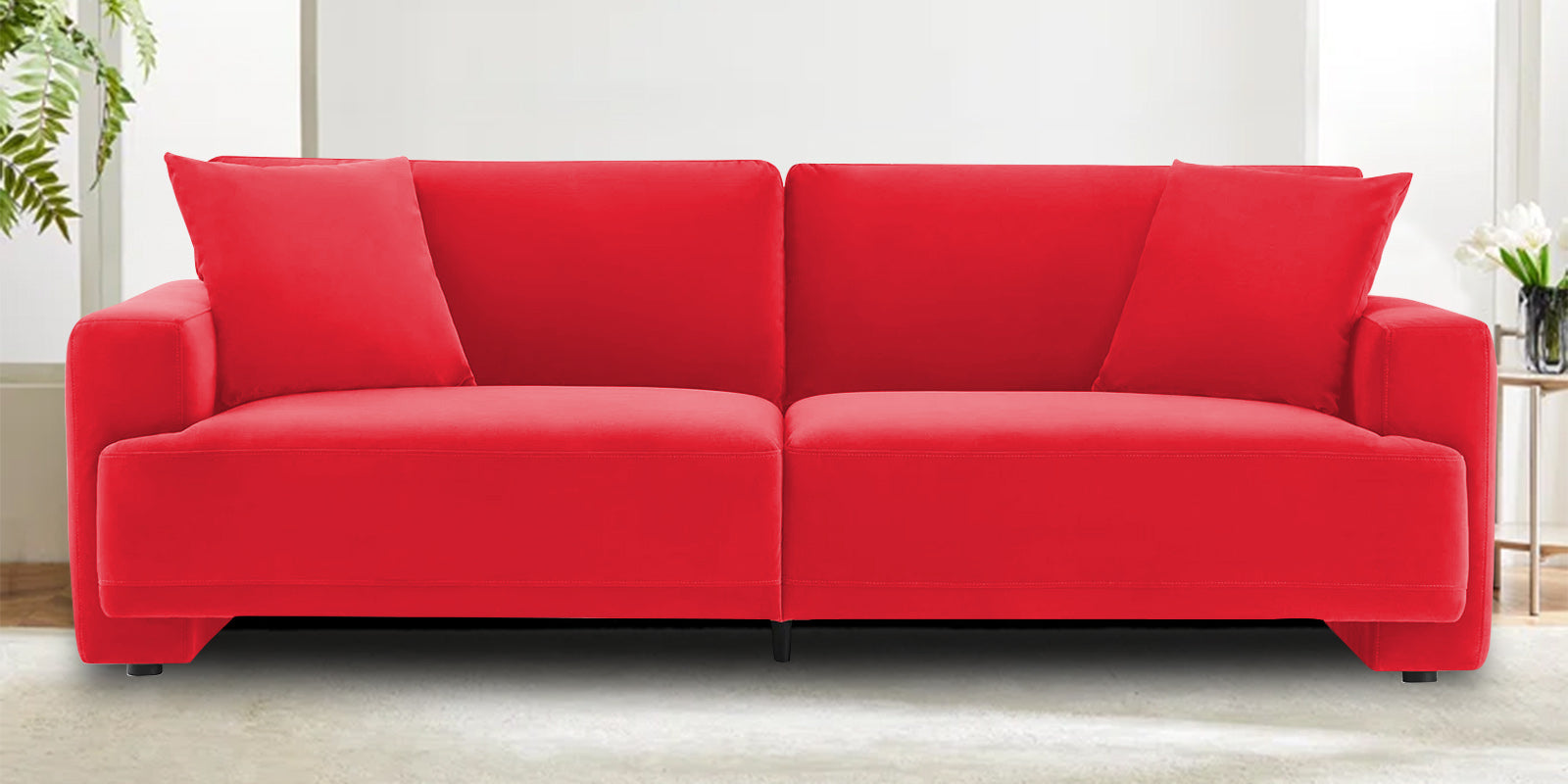 Kosta Velvet 3 Seater Sofa In Ox Blood Maroon Colour - Febonic Living