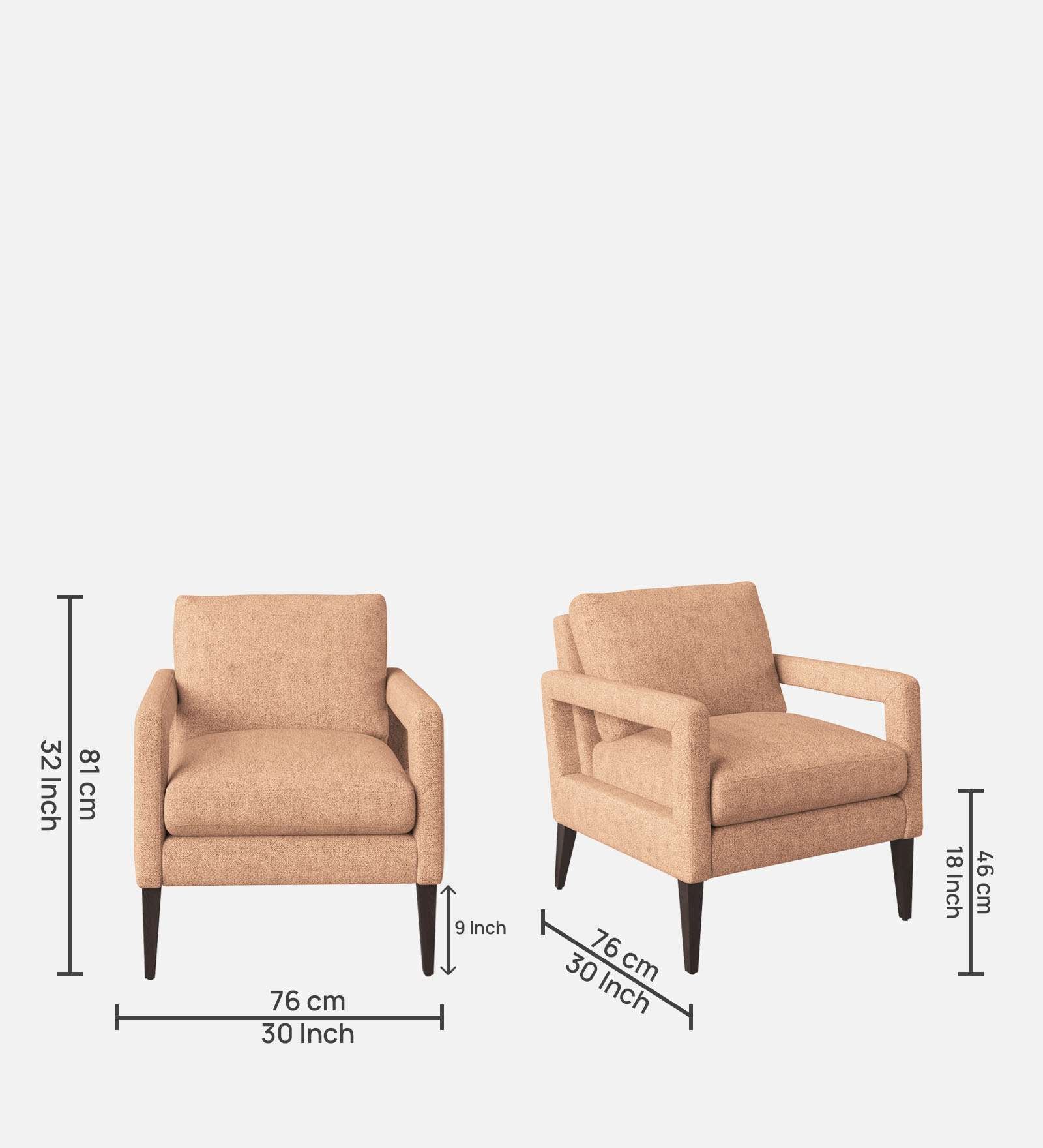 Olsen Fabric Arm Chair In cosmic-beige Colour - Febonic Living