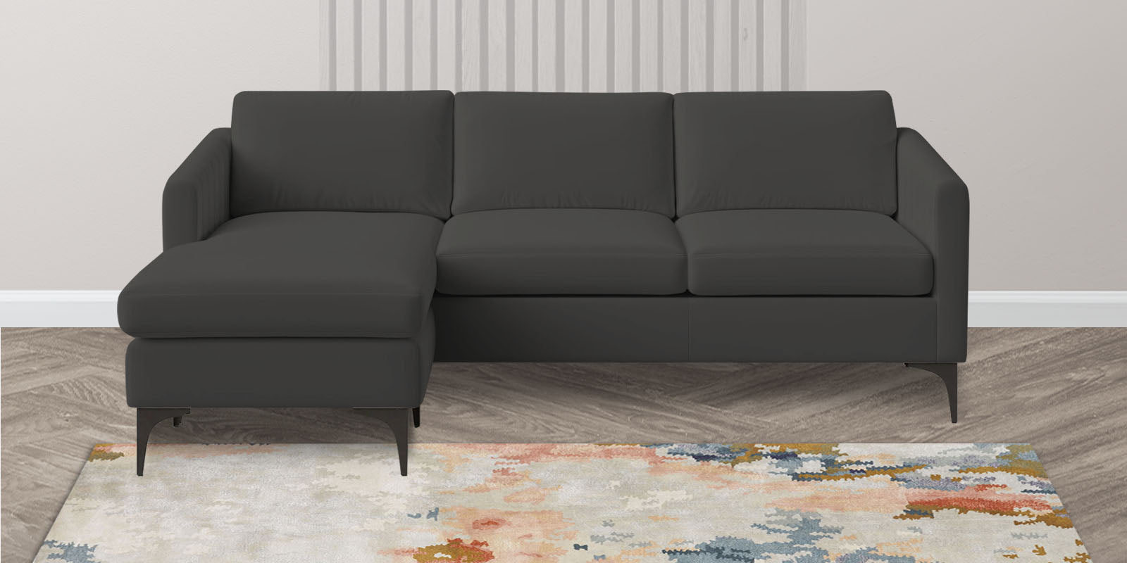 Haru Fabric RHS Sectional Sofa (2+Lounger) In Hory Grey Colour - Febonic Living