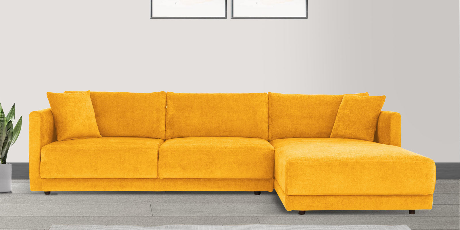 Northern Fabric LHS Sectional Sofa (3+Lounger) In Bold Yellow Colour - Febonic Living
