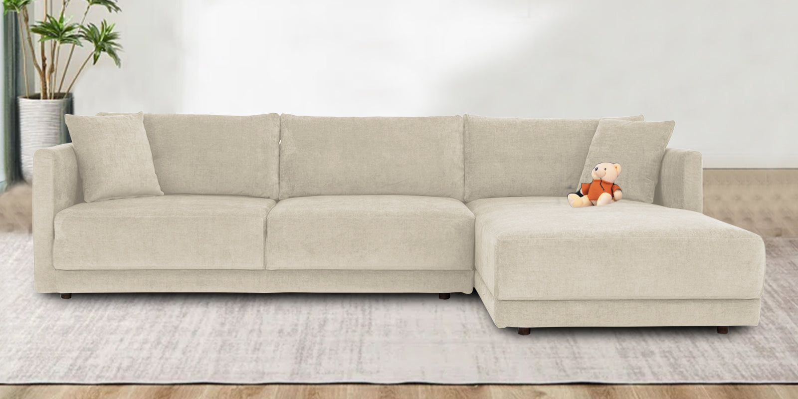 Northern Fabric LHS Sectional Sofa (3+Lounger) In Ivory Beige Colour - Febonic Living