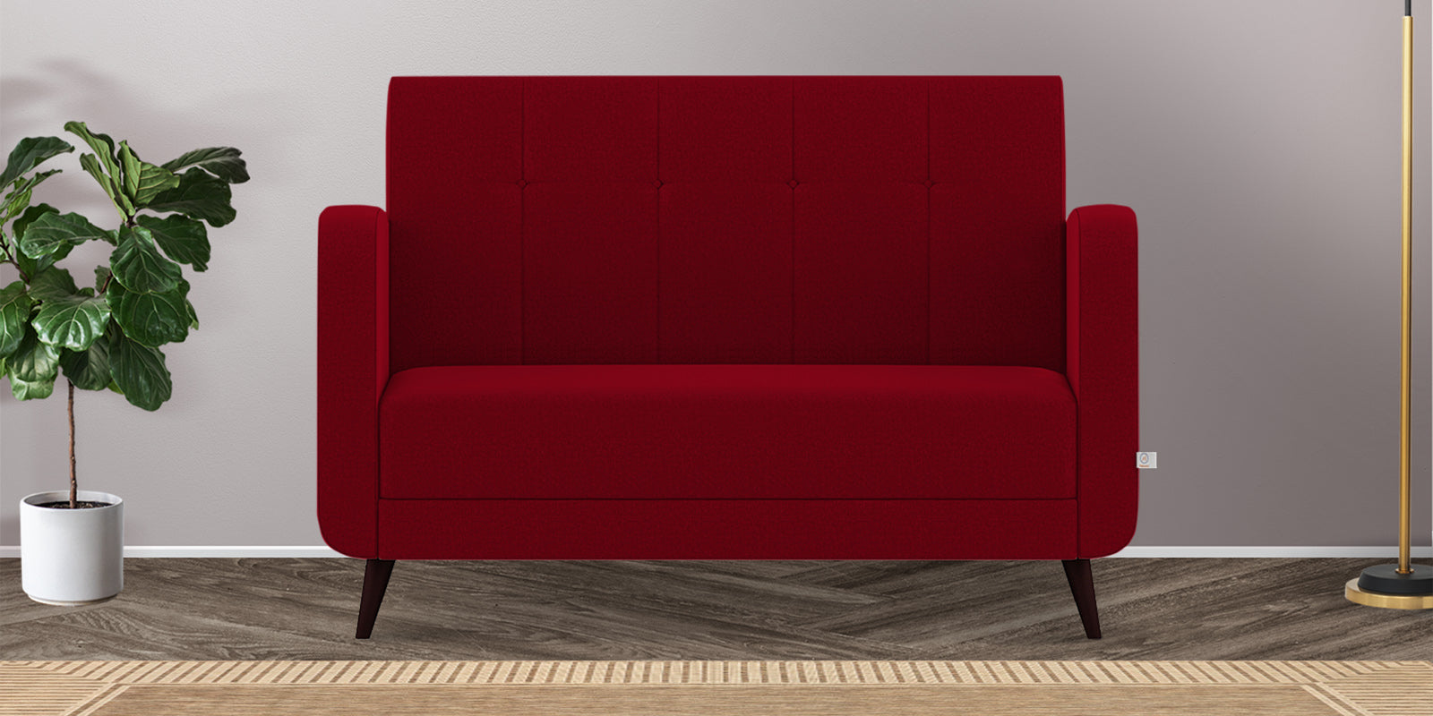 Wiki Velvet 2 Seater Sofa In Cherry Red Colour - Febonic Living