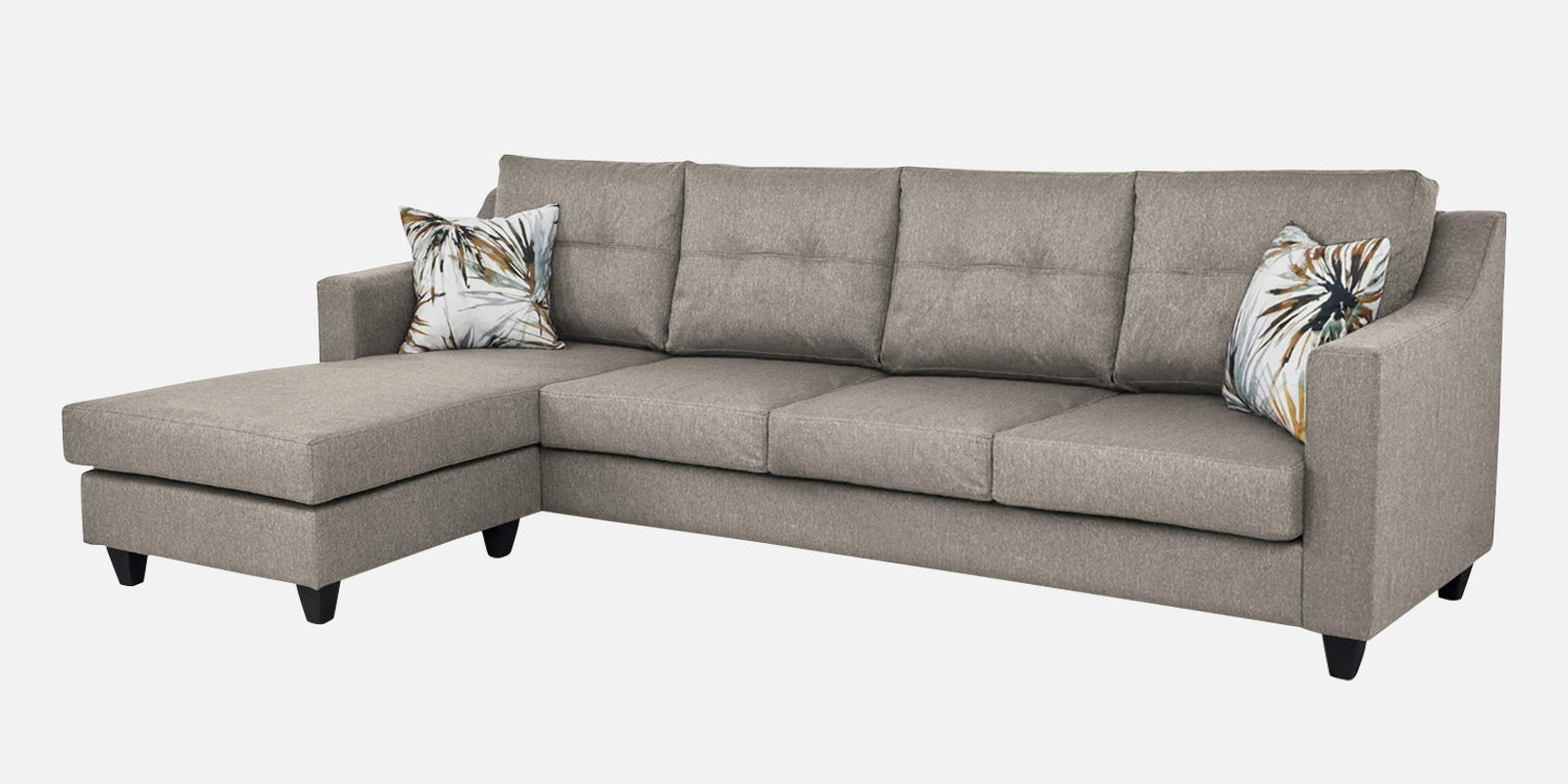 Welly Fabric RHS Sectional Sofa (3+Lounger) In Ash Grey Colour - Febonic Living