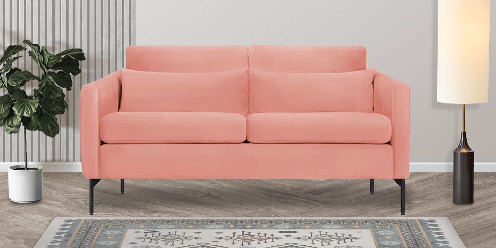 Haru Velvet 2 Seater Sofa In Blush Pink Colour - Febonic Living