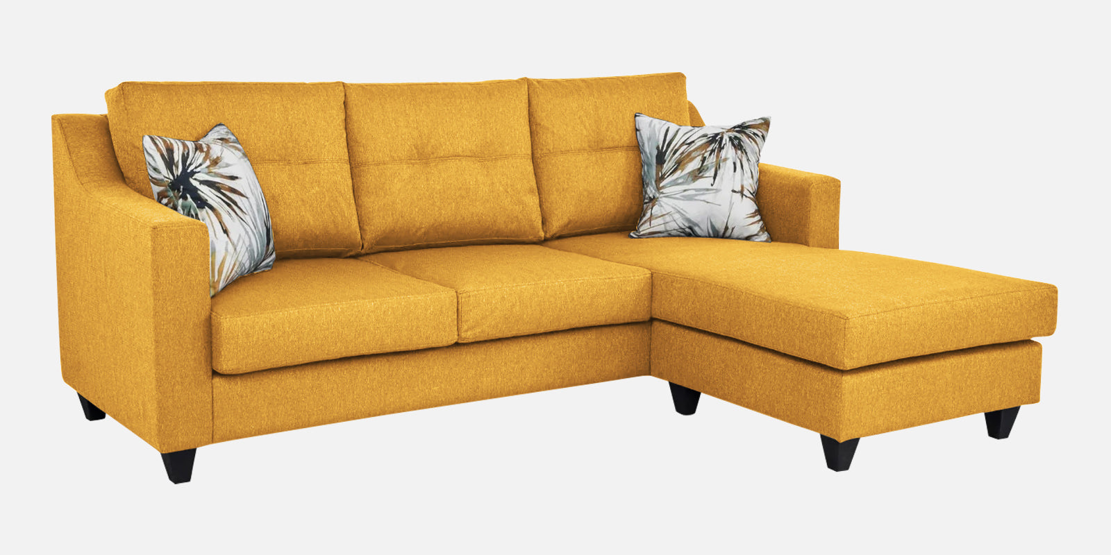 Welly Fabric LHS Sectional Sofa (2+Lounger) In Bold Yellow Colour - Febonic Living
