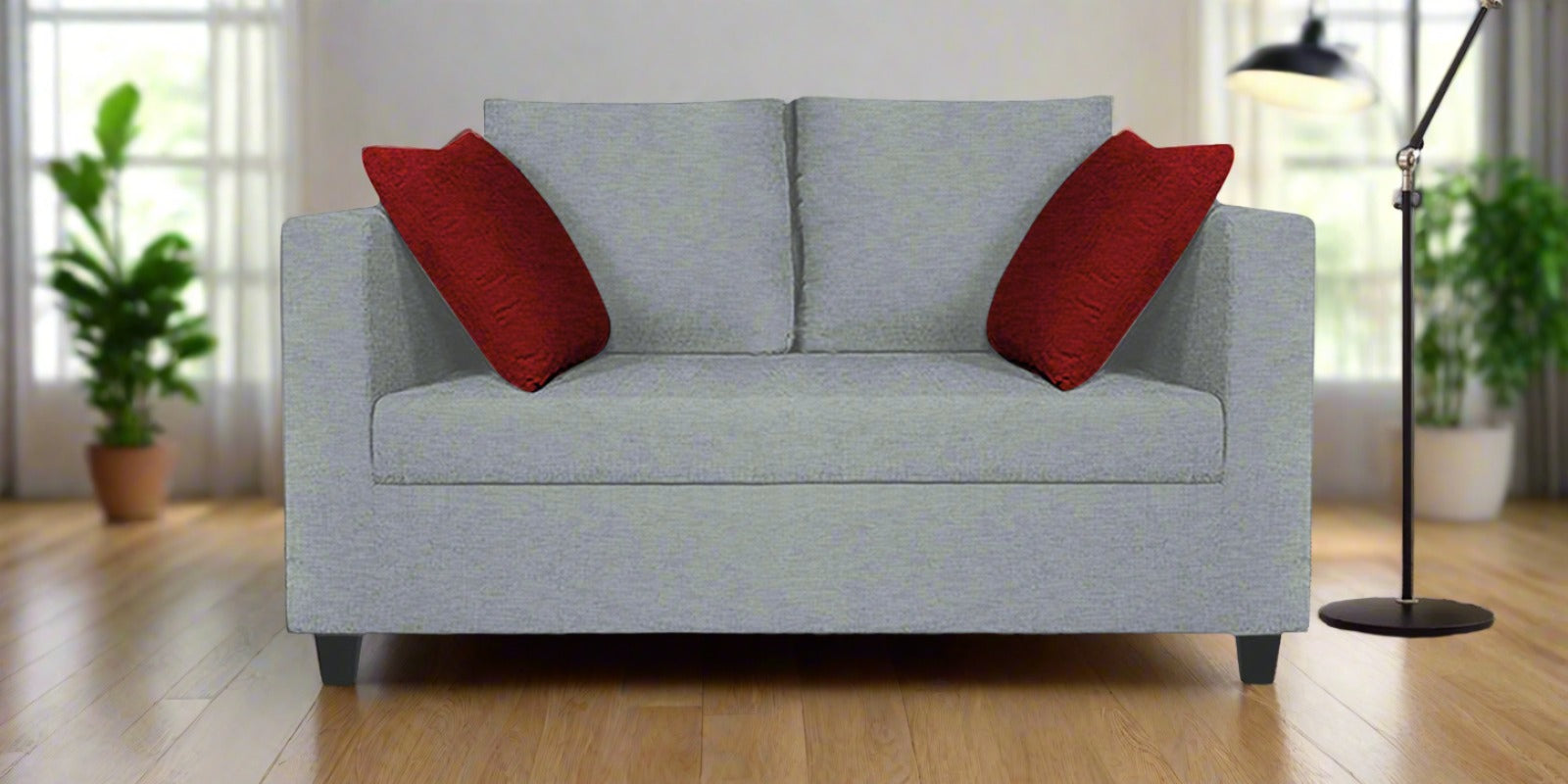 Nuska Fabric 2 Seater Sofa In Coin Grey Colour - Febonic Living