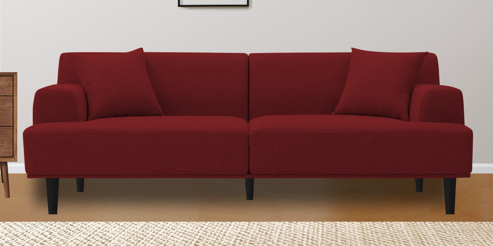 Cobby Fabric 3 Seater Sofa In Corel Red Colour - Febonic Living