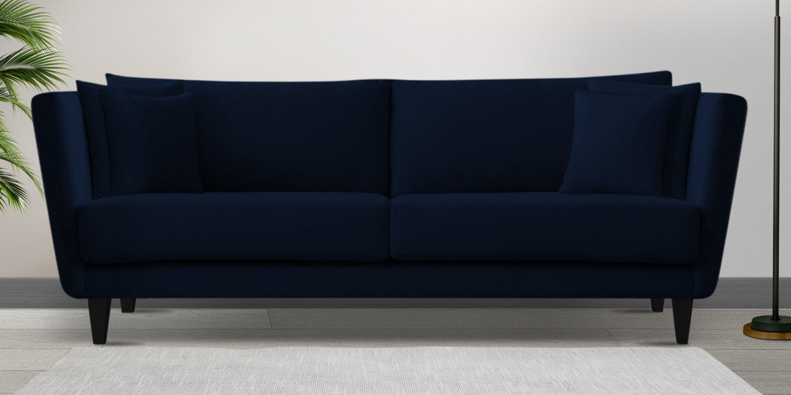 Norway Velvet 3 Seater Sofa In Dark Blue Colour - Febonic Living
