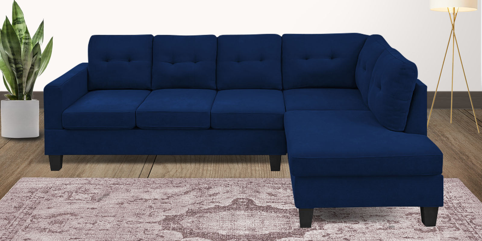 Thomas Fabric LHS Sectional Sofa (3+Lounger) In Royal Blue Colour - Febonic Living
