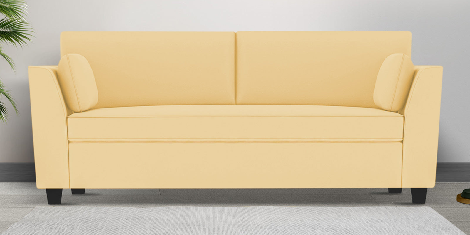 Bristo Velvet 3 Seater Sofa In sandy beige Colour With Storage - Febonic Living