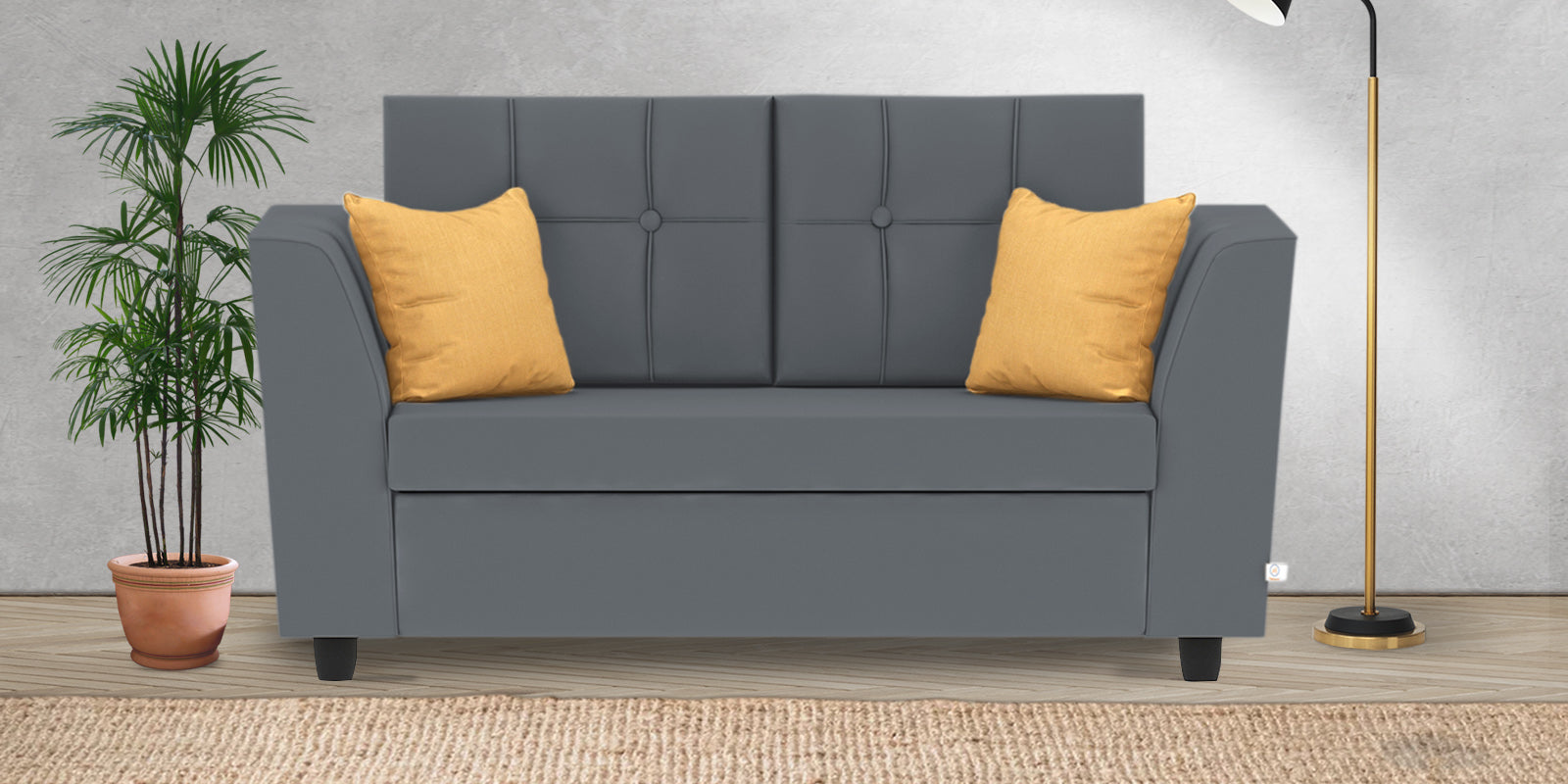 Nestin Velvet 2 Seater Sofa In Pubble Grey Colour - Febonic Living