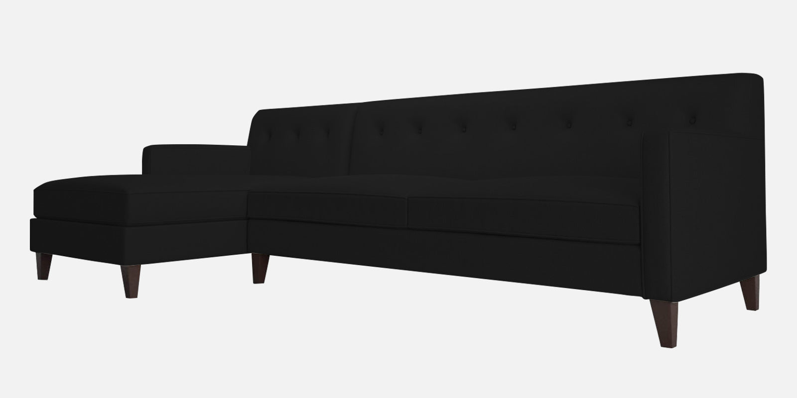 Miller Fabric RHS Sectional Sofa (3+Lounger) In Zed Black Colour - Febonic Living