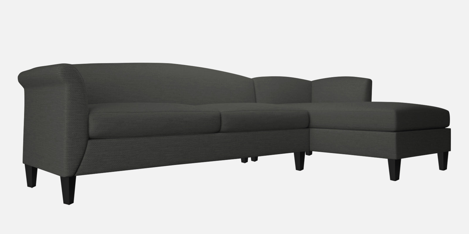 Kimber Fabric LHS Sectional Sofa (3+Lounger) In Charcoal Grey Colour - Febonic Living