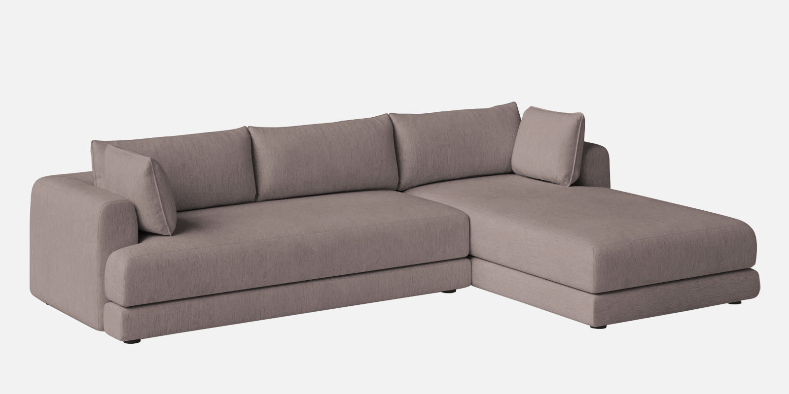 Ziggy Fabric RHS Sectional Sofa (3+Lounger) In Almond Beige Colour - Febonic Living