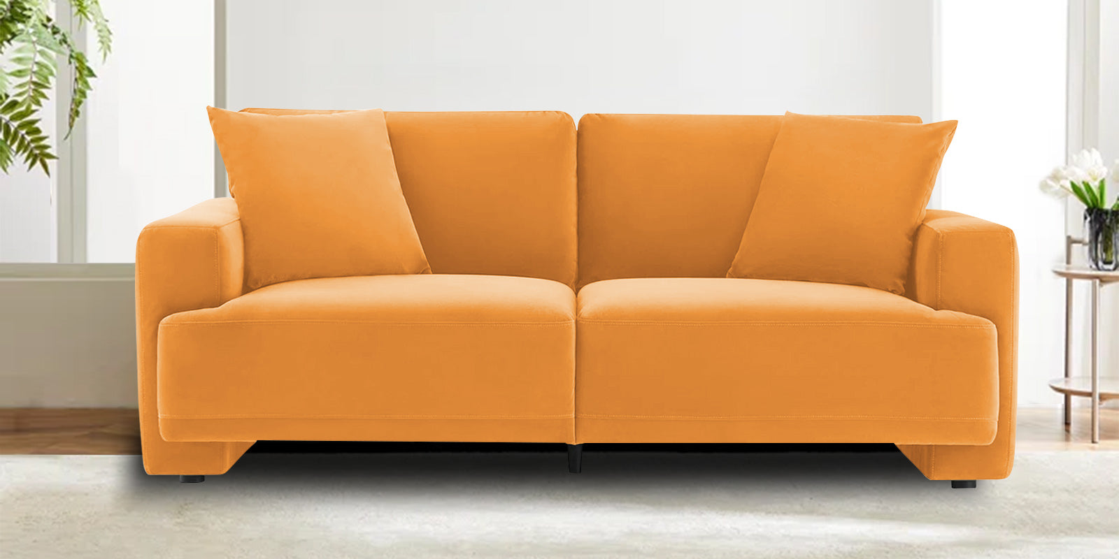 Kosta Velvet 2 Seater Sofa In Tangerine Orange Colour - Febonic Living