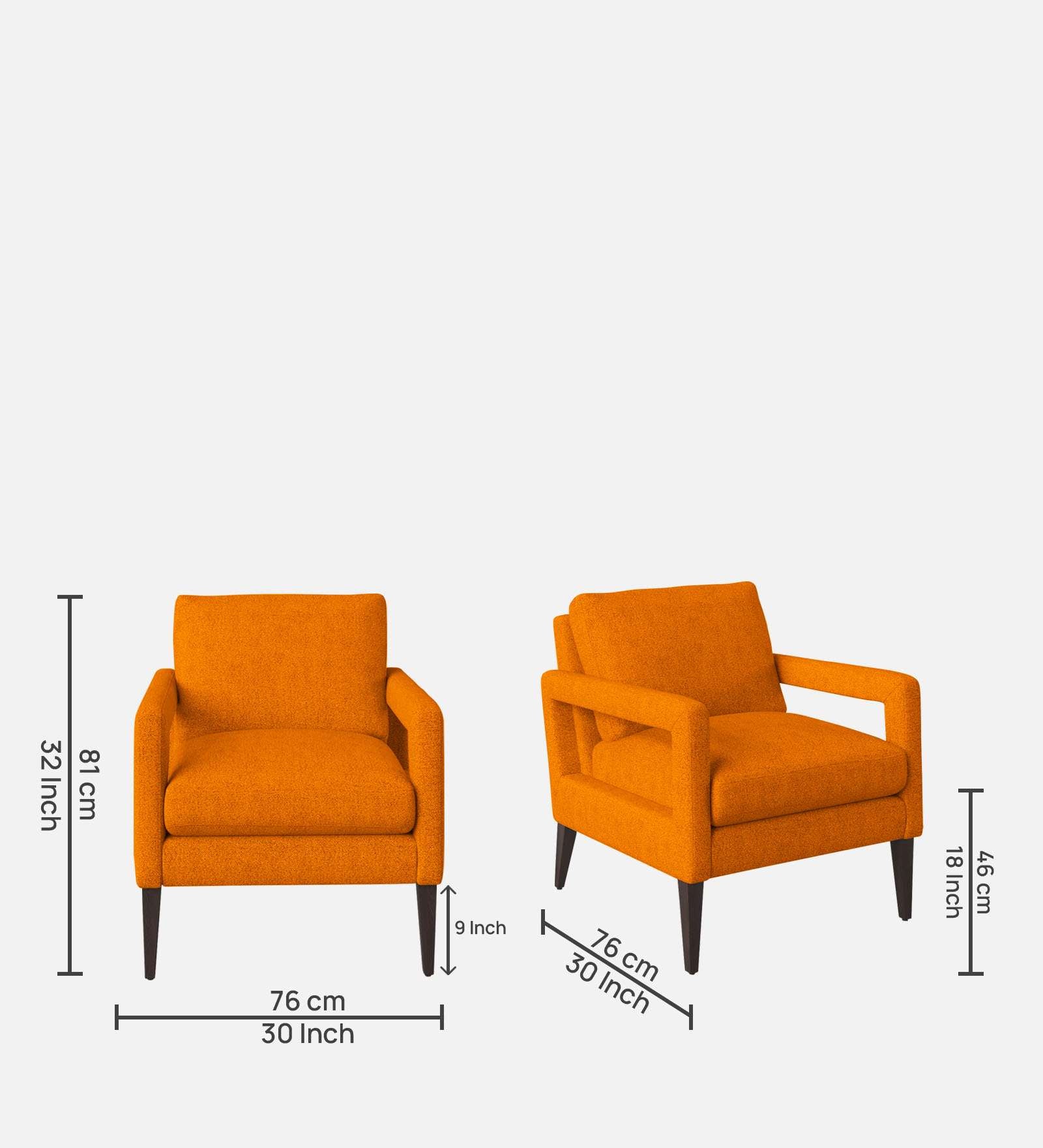 Olsen Fabric Arm Chair In Vivid Orange Colour - Febonic Living