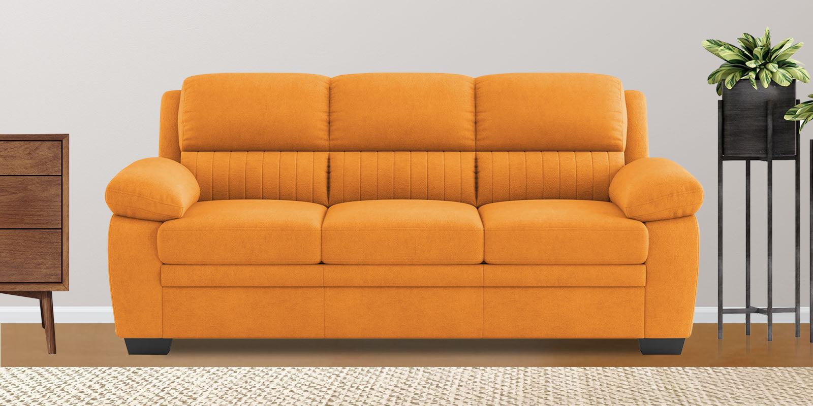 Miranda Velvet 3 Seater Sofa In Tangerine orange Colour - Febonic Living