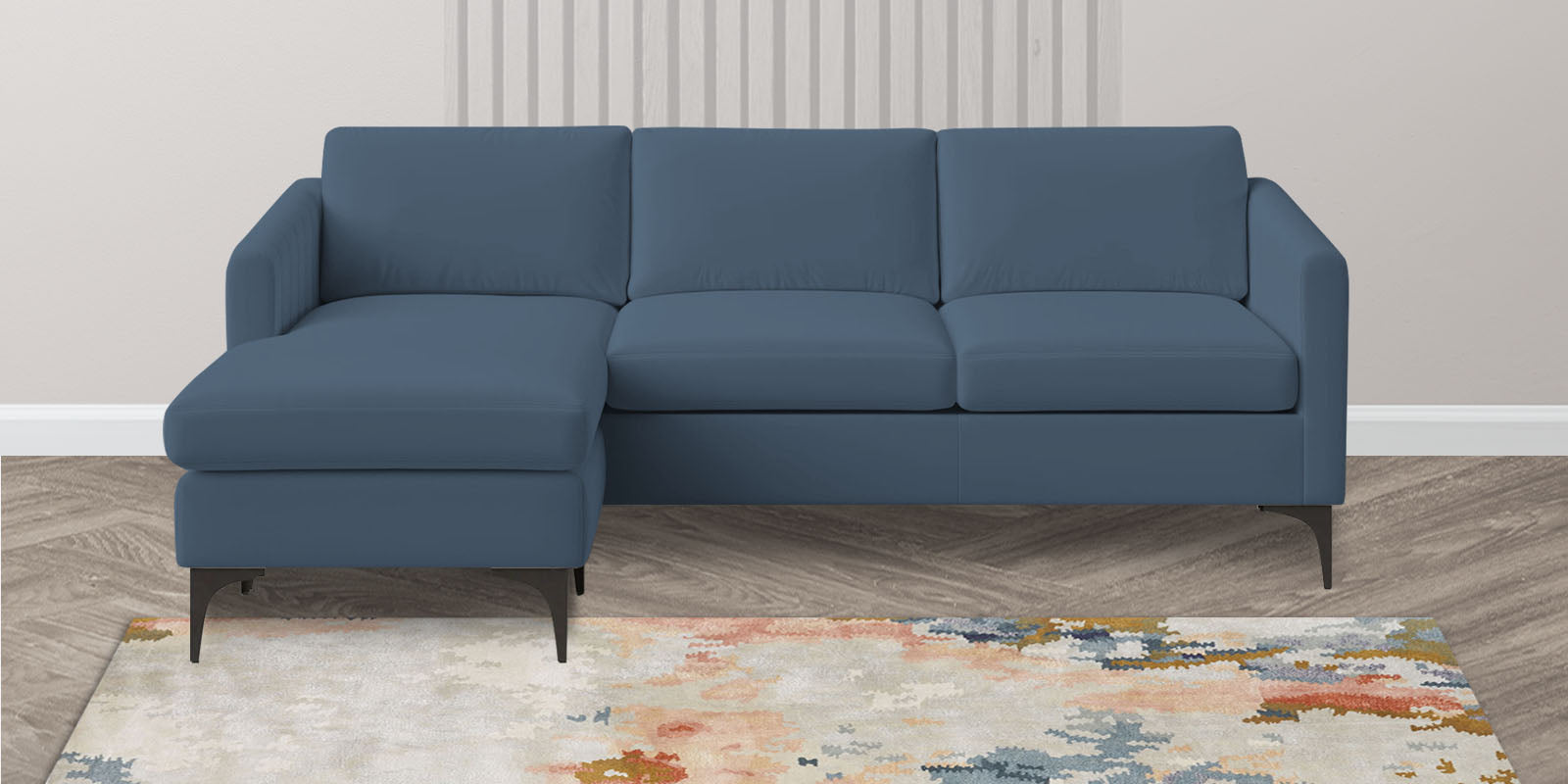 Haru Fabric RHS Sectional Sofa (2+Lounger) In Oxford Blue Colour - Febonic Living