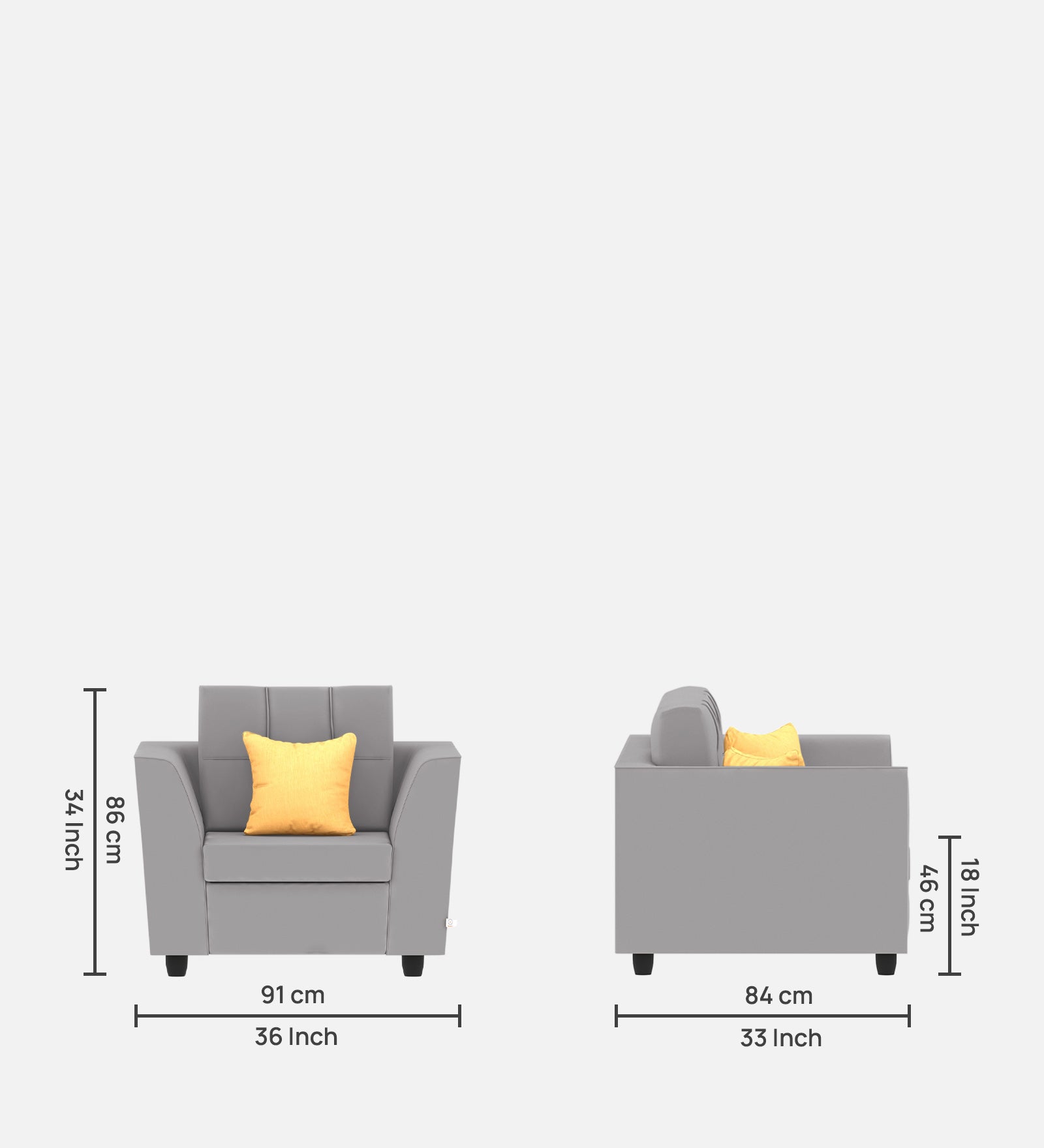 Nestin Velvet 1 Seater Sofa in Concrete Grey Colour