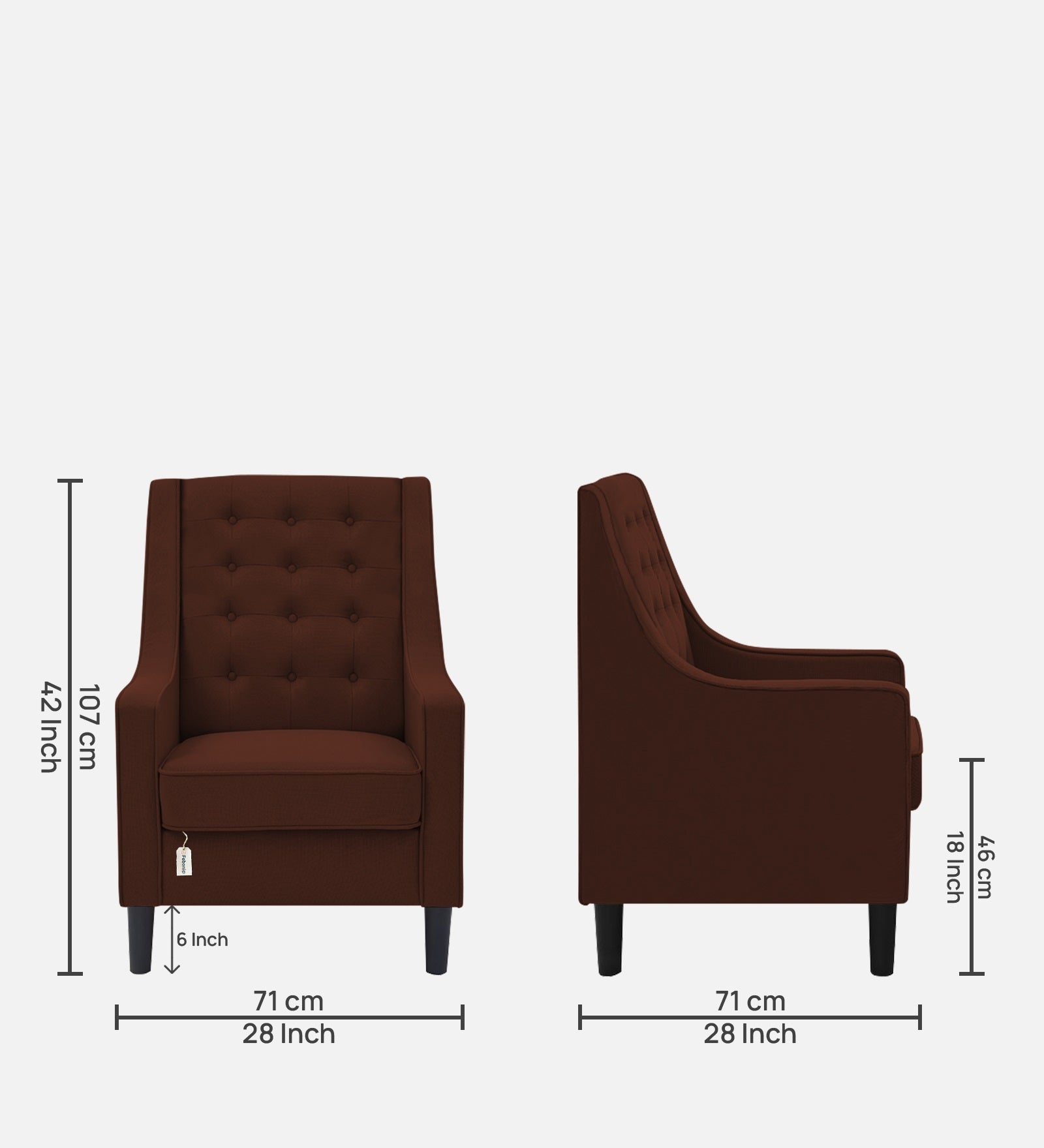 Sona Fabric Barrel Chair + Ottoman in Coffee Brown Colour