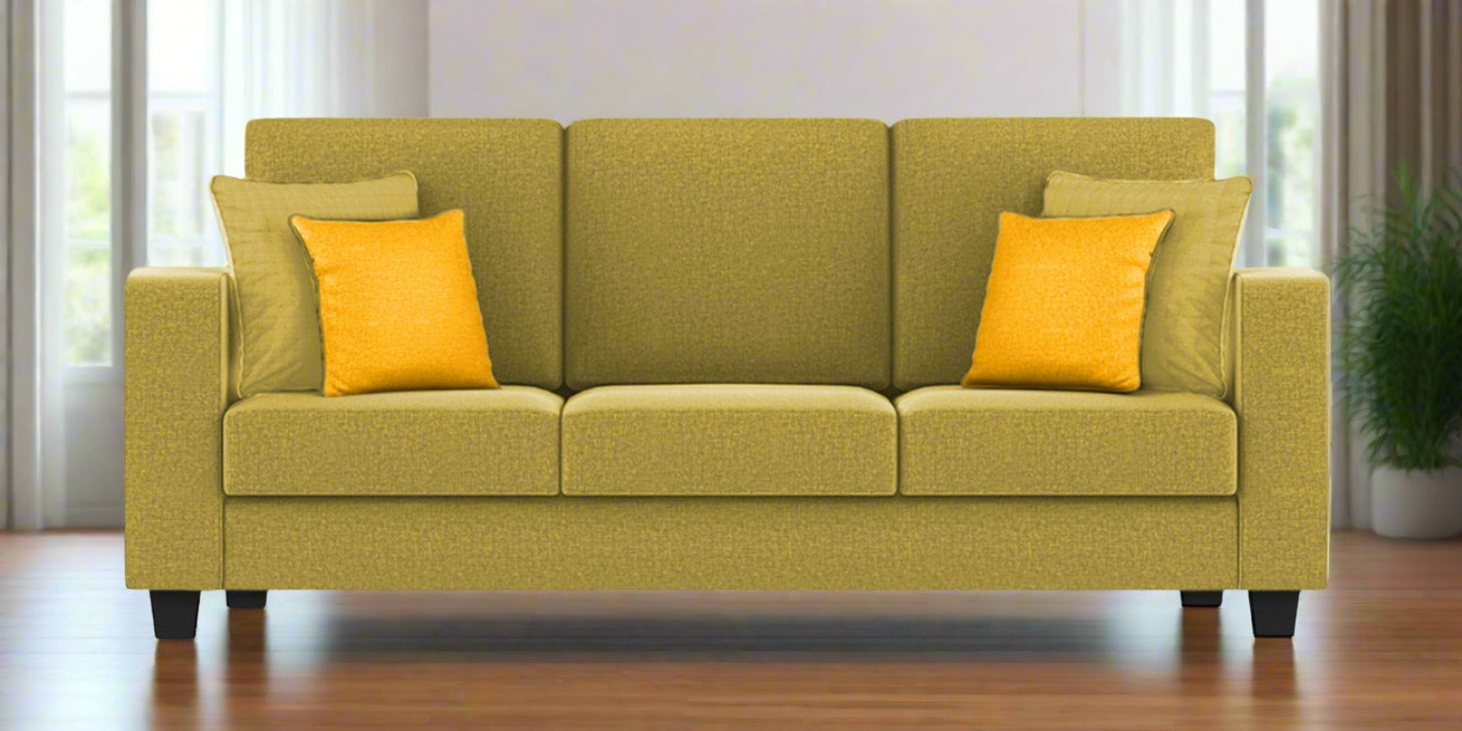 Nabi Fabric 3 Seater Sofa In Parrot Green Colour - Febonic Living