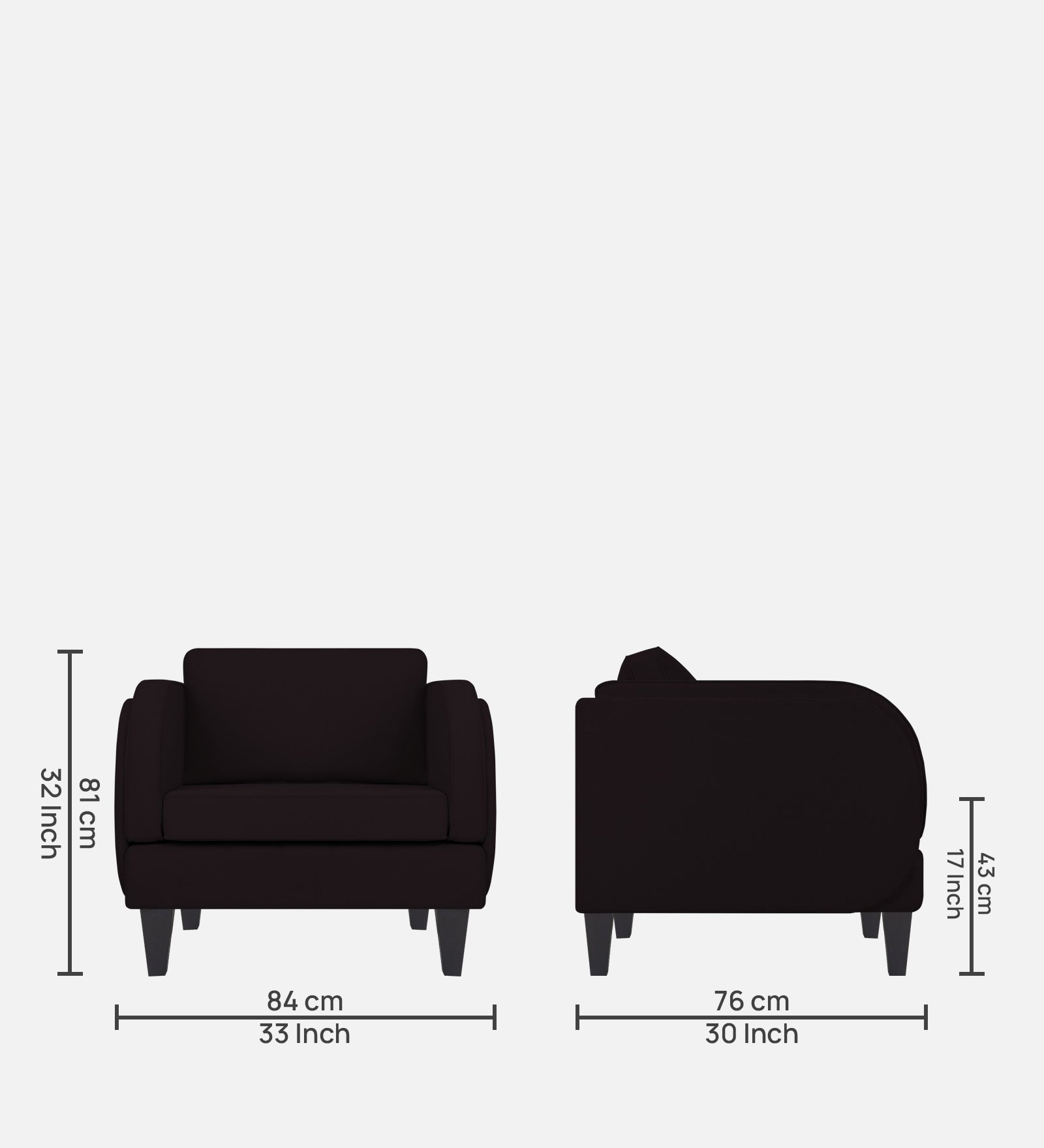 Siddy Fabric 1 Seater Sofa in Cara Brown Colour