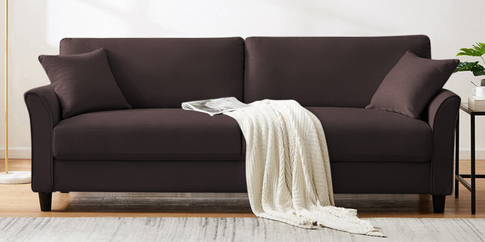 Daroo Velvet 3 Seater Sofa In Mocha Brown Colour - Febonic Living