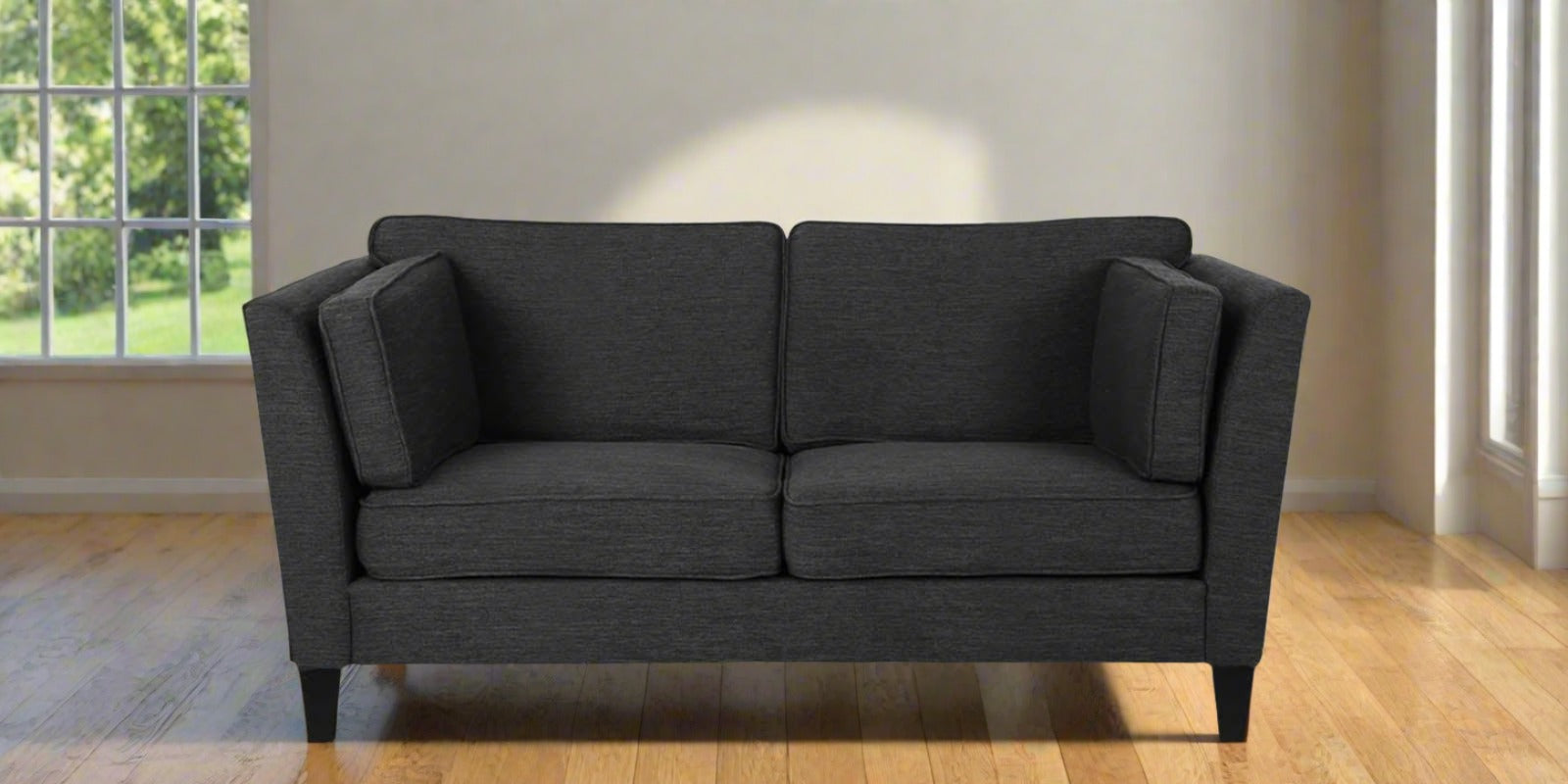 Nigar Fabric 2 Seater Sofa in Charcoal Grey Colour