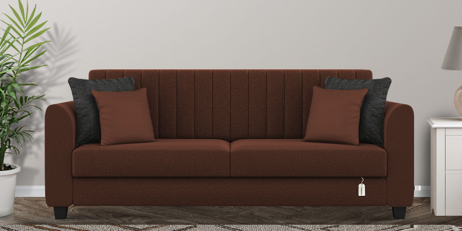 Cosmic Fabric 3 Seater Sofa In Coffee Brown Colour - Febonic Living