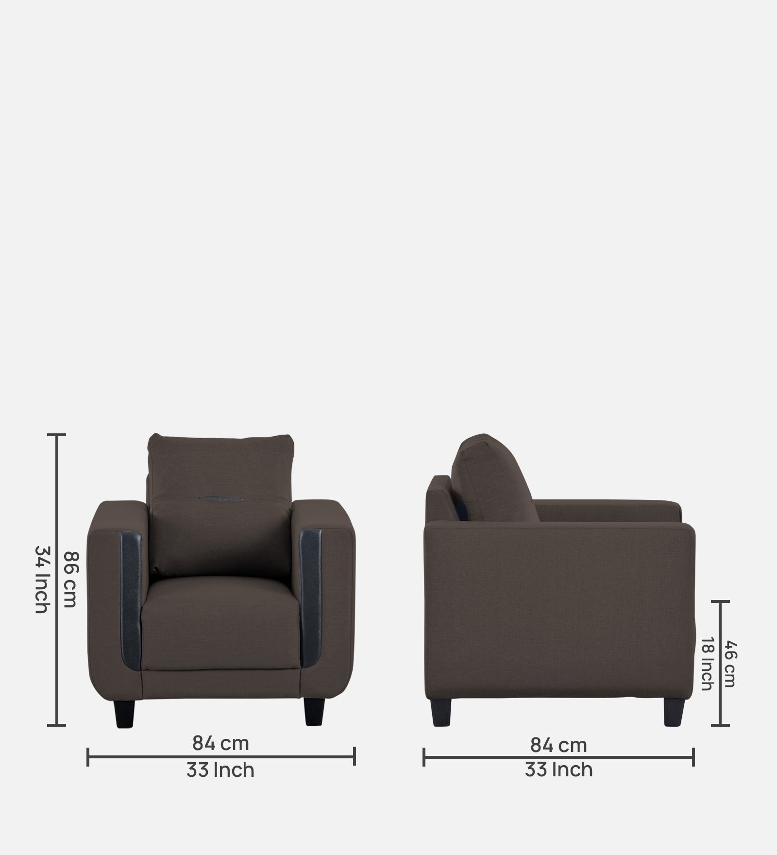Perry Fabric 1 Seater Sofa In Caspa Brown Colour - Febonic Living