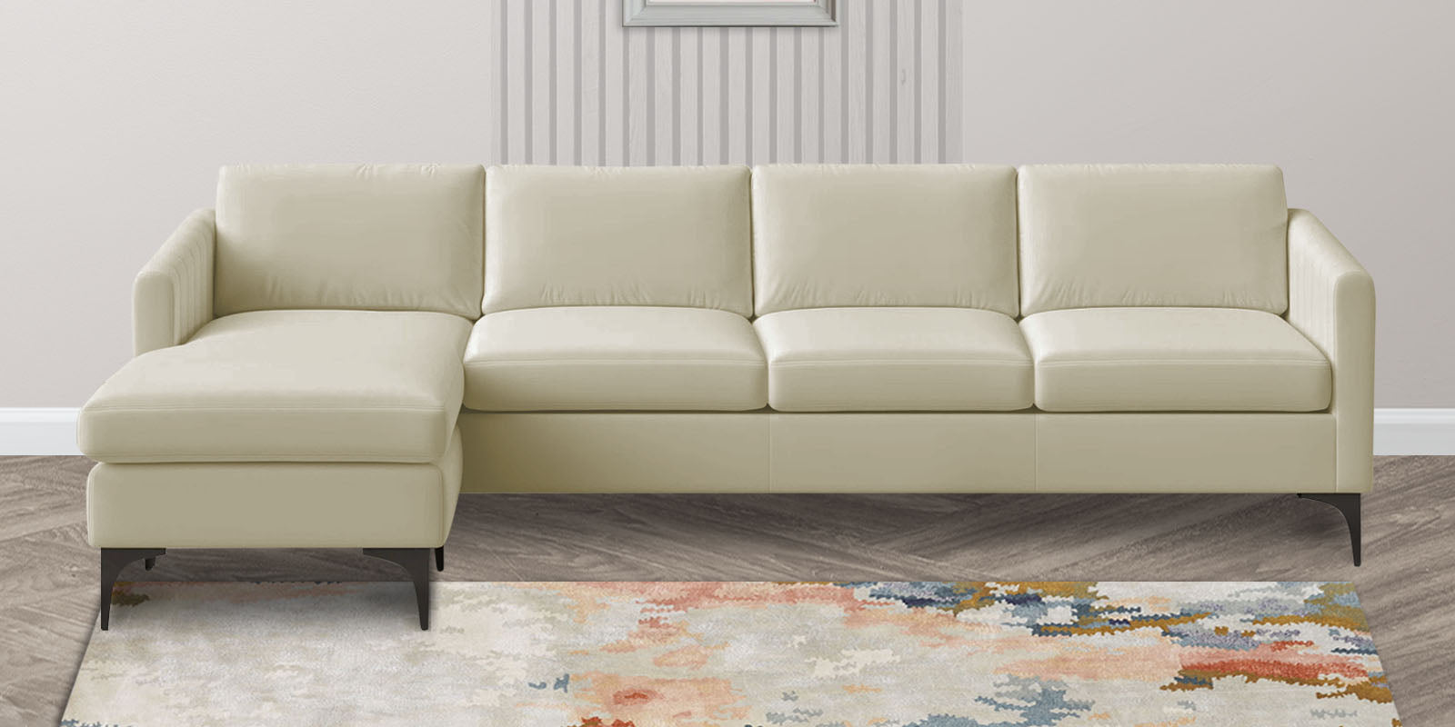 Haru Fabric RHS Sectional Sofa (3+Lounger) In Warm White Colour - Febonic Living