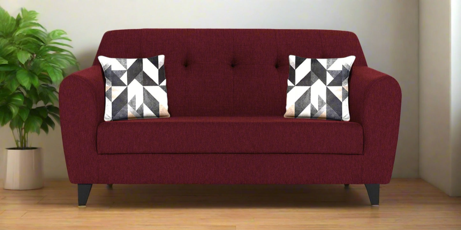Melaan Fabric 2 Seater Sofa In Blood Maroon Colour - Febonic Living