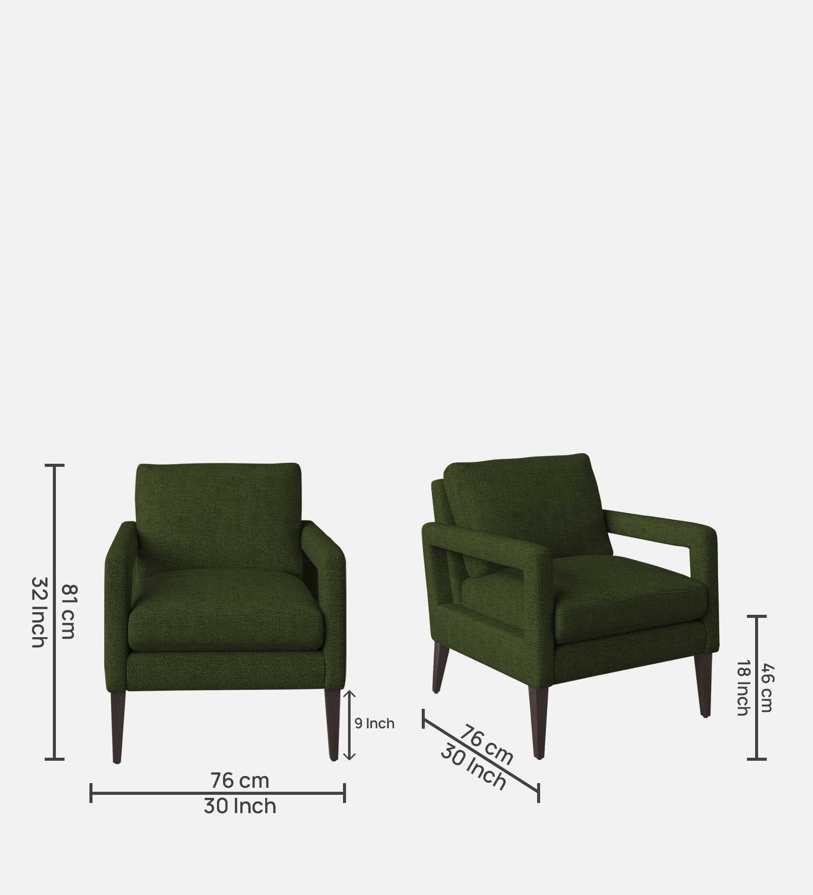 Olsen Fabric Arm Chair In Olive Green Colour - Febonic Living