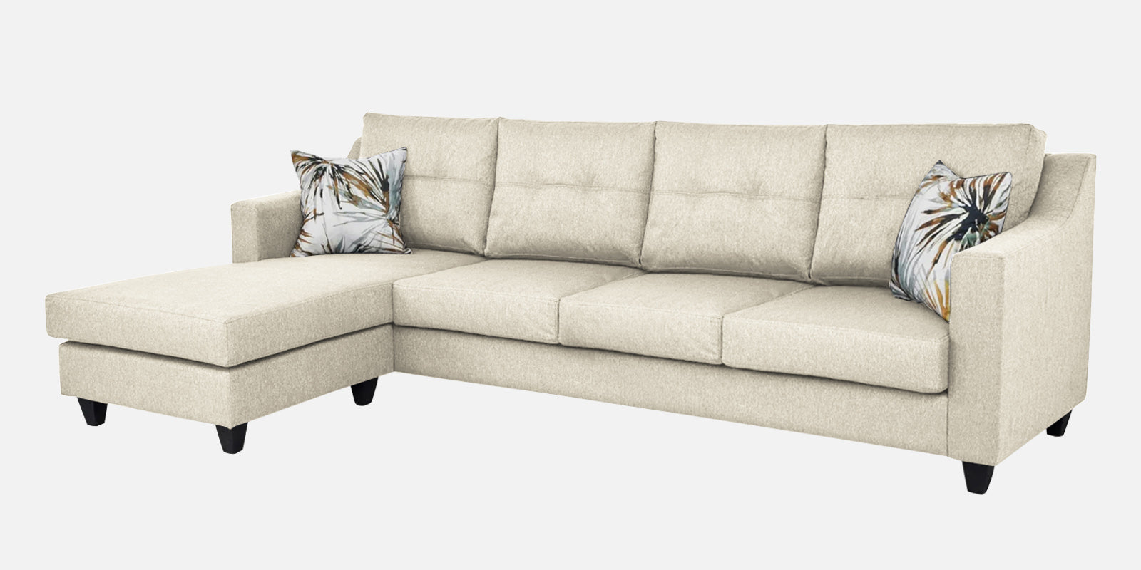 Welly Fabric RHS Sectional Sofa (3+Lounger) In Ivory Cream Colour - Febonic Living