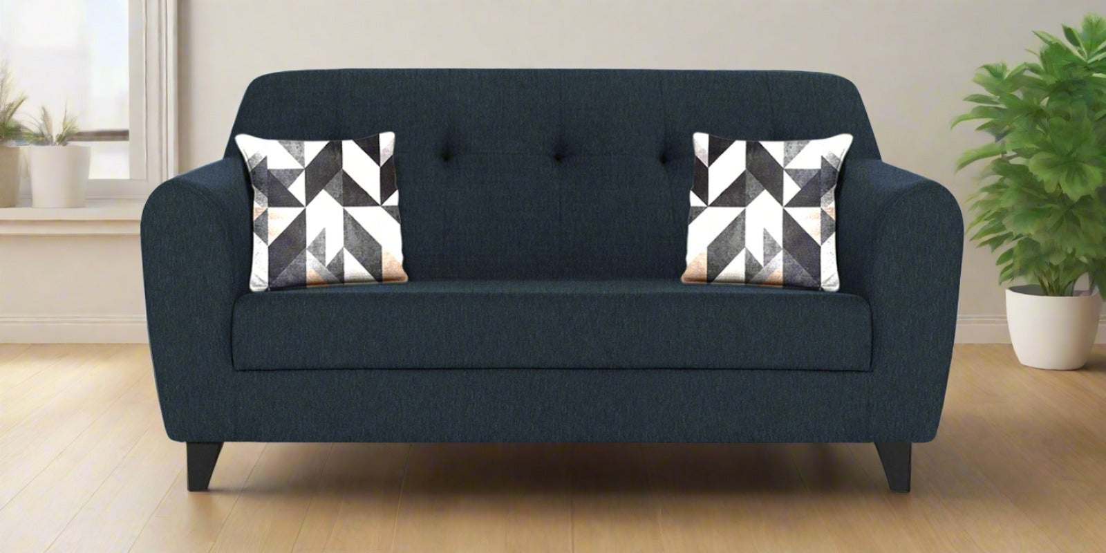 Melaan Fabric 2 Seater Sofa In Denim Blue Colour - Febonic Living