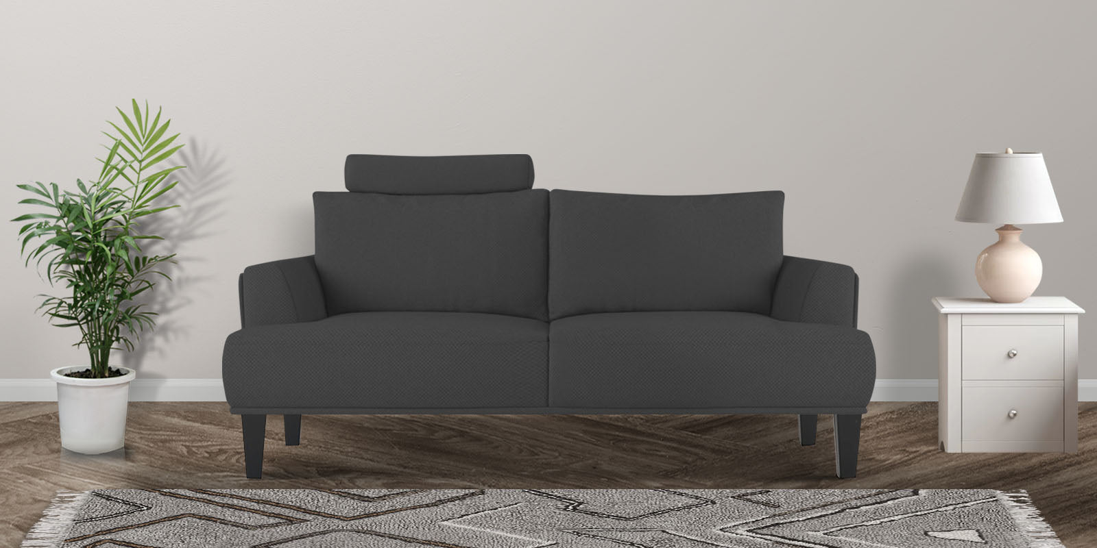 Como Fabric 2 Seater Sofa In Charcoal Grey Colour - Febonic Living