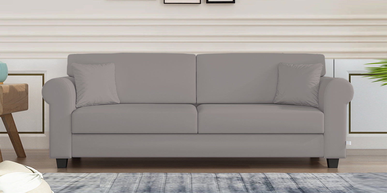 Numonk Velvet 3 Seater Sofa In Pearl Grey Colour - Febonic Living