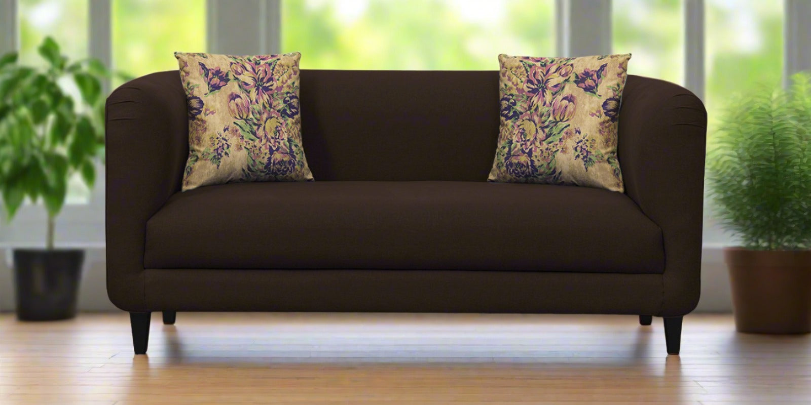 Niki Fabric 2 Seater Sofa In Coffee Brown Colour - Febonic Living