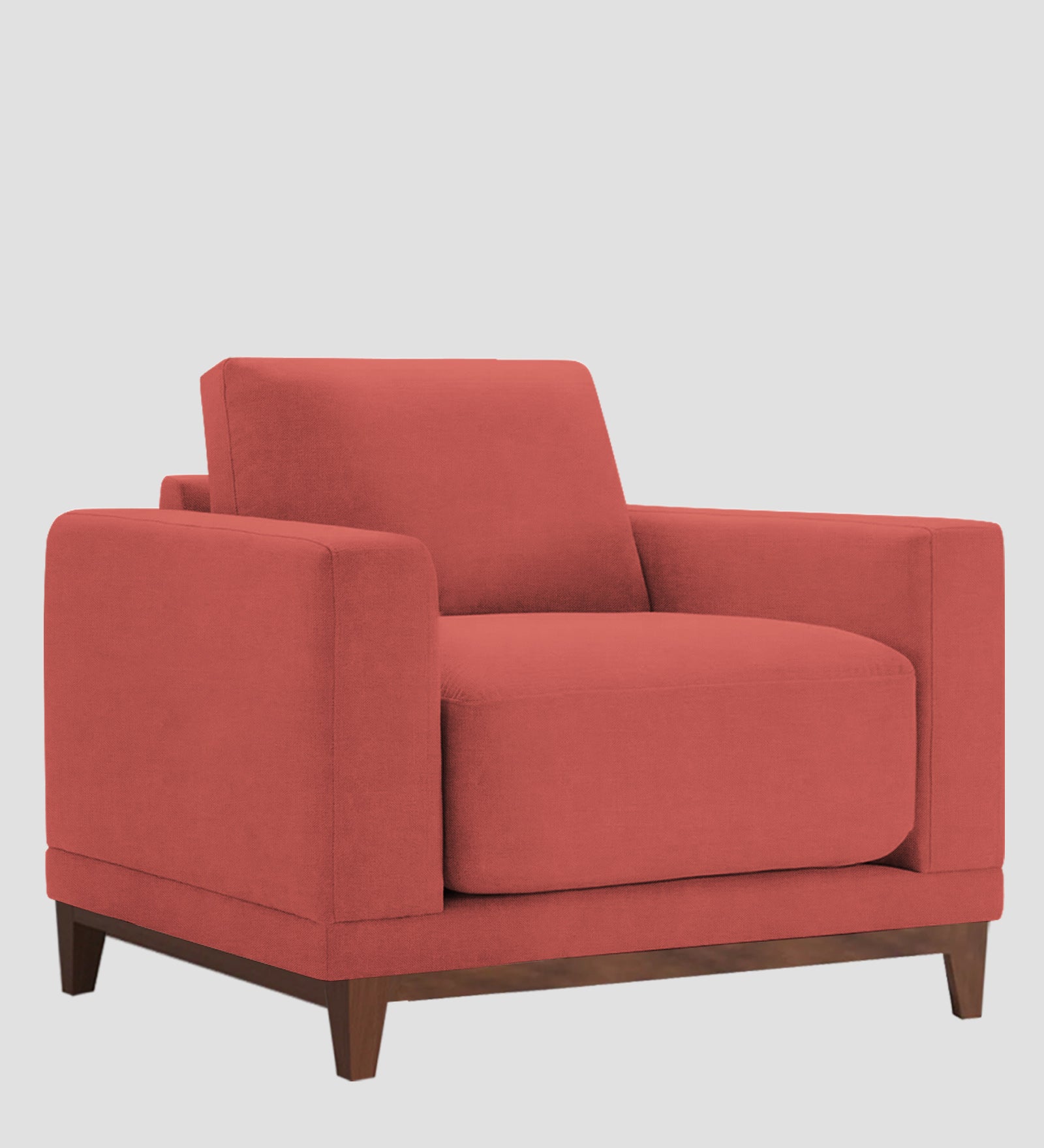 Esha Fabric 1 Seater Sofa In Salmon Pink Colour - Febonic Living