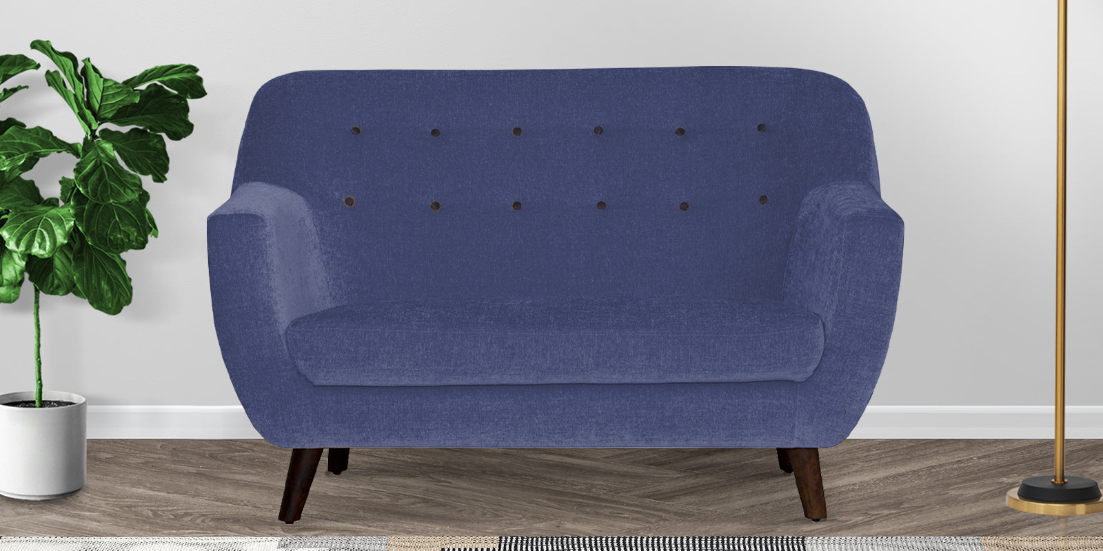 German Fabric 2 Seater Sofa In Slate Blue Colour - Febonic Living