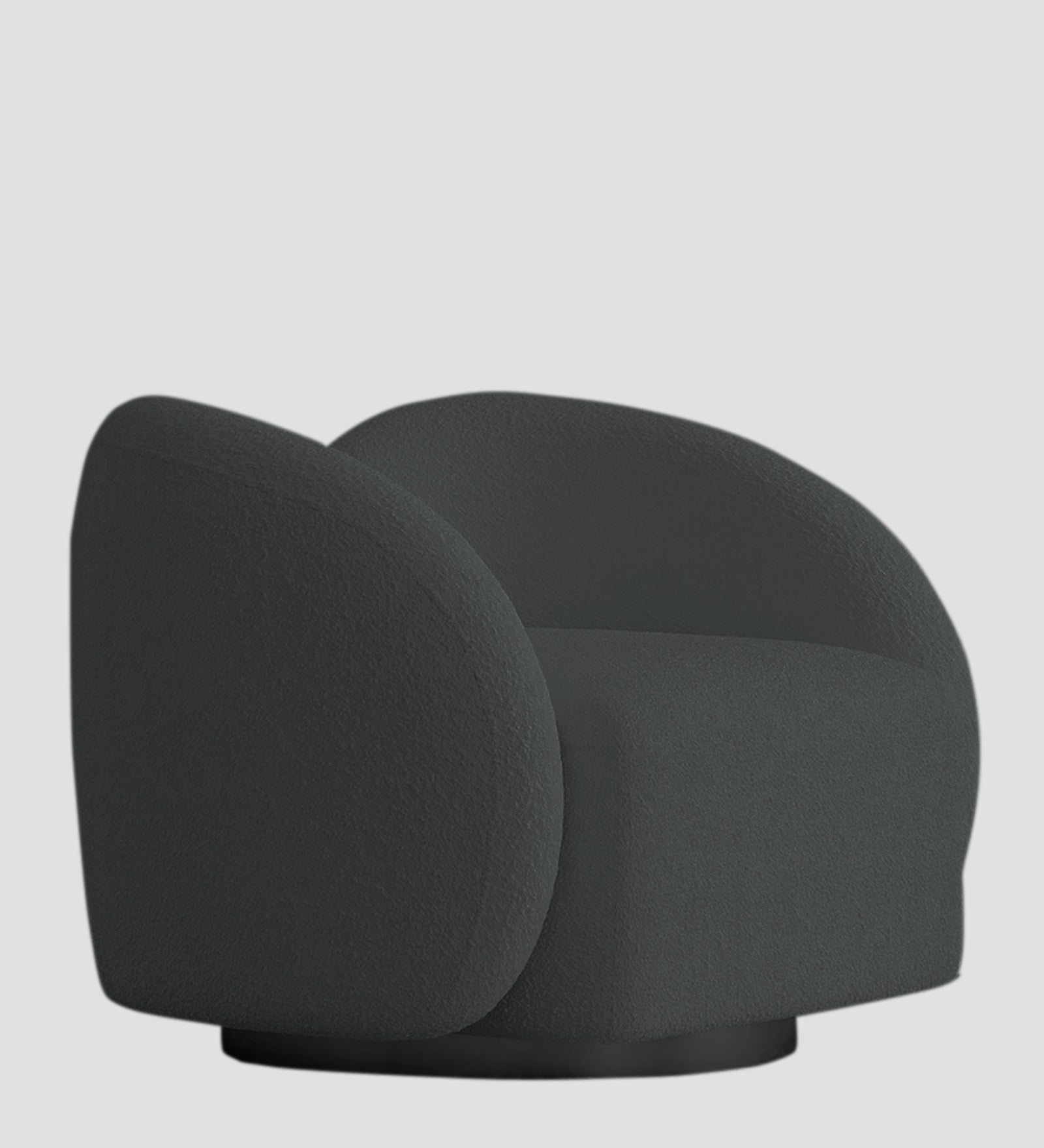 Miles Boucle Fabric Swivel Chair in Shadow Grey Colour